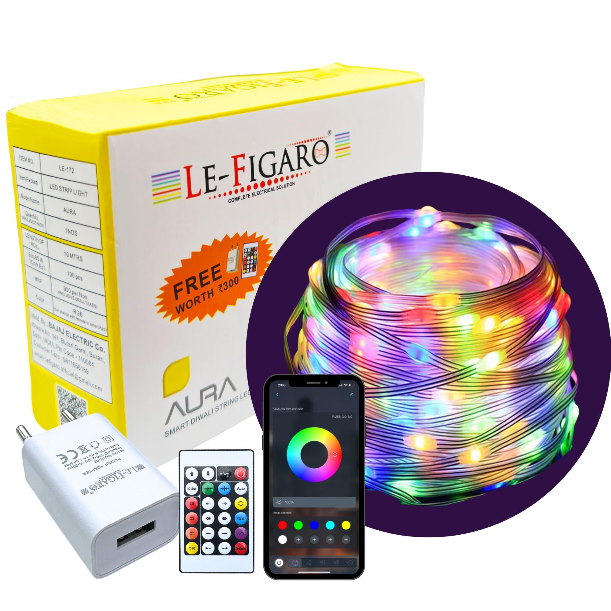 Le Figaro 10M Long Smart String Lights w/ 100 LEDs – App & Remote Control | IP66 Waterproof, USB w/Power Adapter, Super Bright LED for Indoor, Outdoor & Home Decor – Perfect for Diwali & Festive Use (B0DGDRP491) Amazon Price History, Amazon Price Tracker