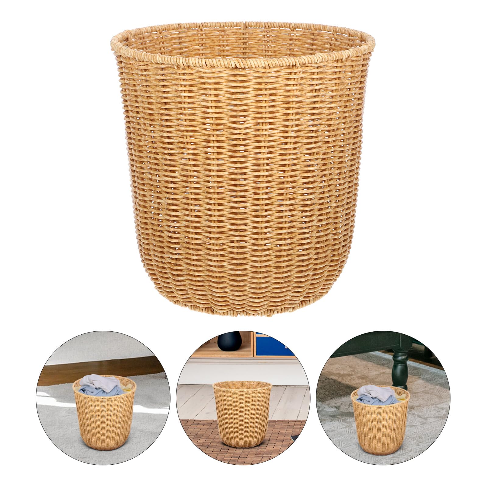 TEHAUX Cestino Organizzatore da Scrivania in Plastica Resistente Portaoggetti Intrecciato 25x25 Cm Contenitore Decorativo Versatile per Casa e Ufficio e Soggiorno