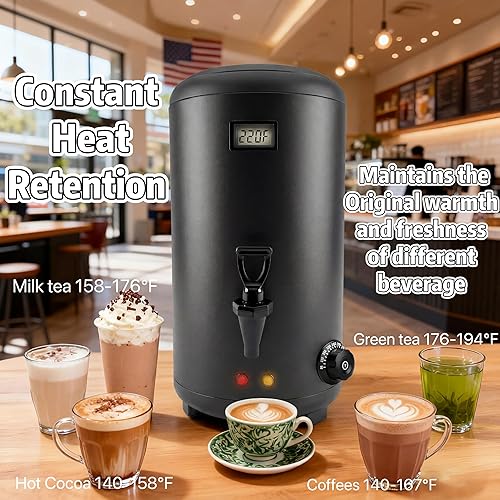 Miniatura 7 de Dispensador de bebidas aislado, con pantalla de temperatura, dispensador de bebidas frías y calientes de 80 tazas, acero inoxidable, calefacción