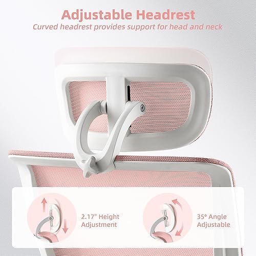 Miniatura 8 de Silla de oficina ergonómica plegable con reposapiés, silla de computadora de respaldo alto con reposacabezas 2D, respaldo de malla, asiento de