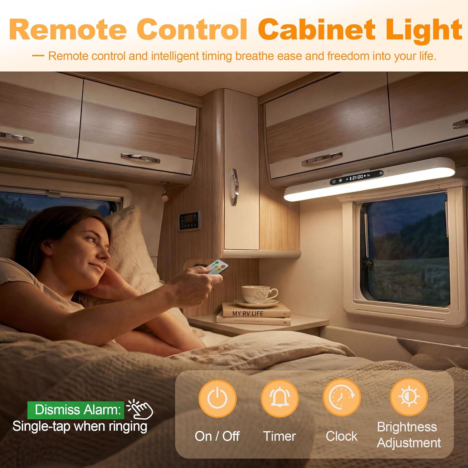 4000mAh 6W Rechargeable Under Cabinet Lighting with Remote, Wireless Magnetic Light Bar, 3-Color Dimmable No-Drill Battery Operated Lamp for RV Camper, Bunk Bed, Kitchen, Closet & Desk