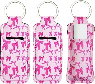 Cute Chapstick Holder Keychain for Women – Lip Balm & Lip Gloss Holder Keychain Accessories Gift, Purse Charm Clip