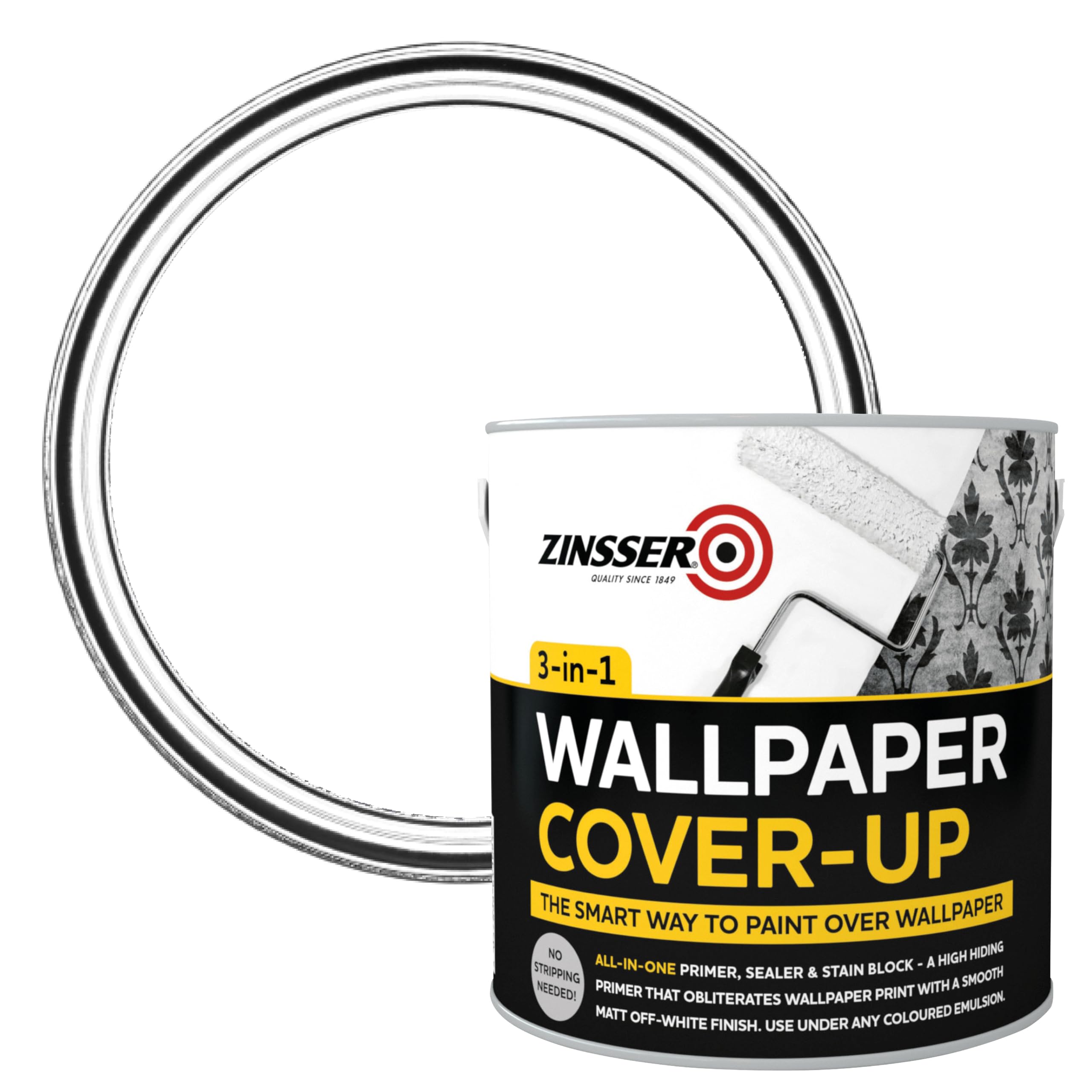 B&Q -  3-In-1 Off White Matt Wallpaper Cover-Up Paint2.5L