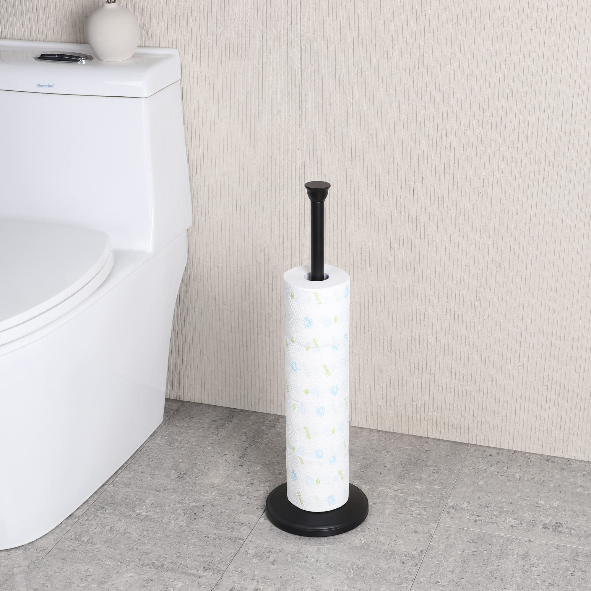 Vrijstaande Toiletrolhouder - Klassieke Papierrolhouder Voor De Badkamer Toiletrolhouder Met Houder Voor 3 Reserverollen Grijs