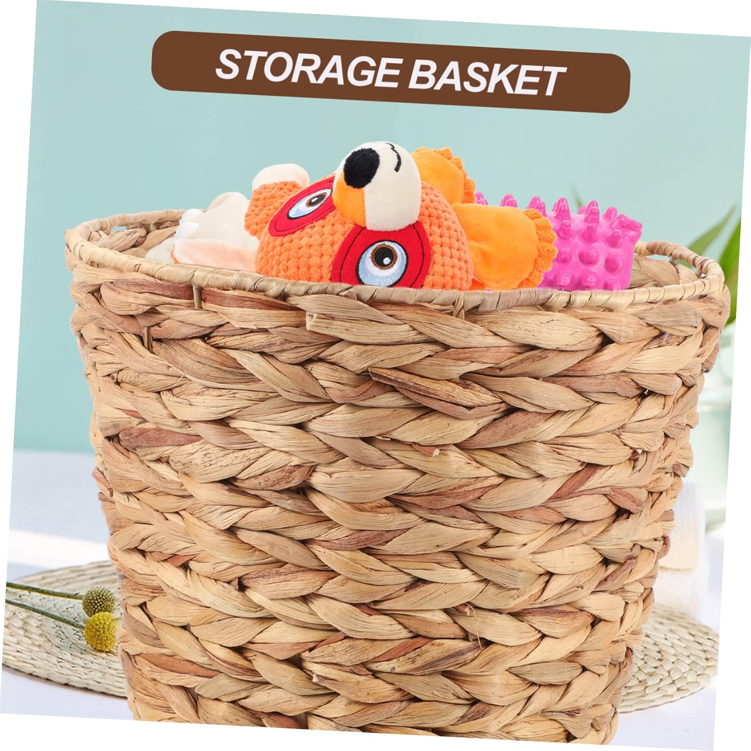 Hand Woven Storage Basket for Home Organization Multi-Purpose Woven Basket Sturdy Rope Material for Living Room Bedroom and Bathroom Decorative Tabletop Storage