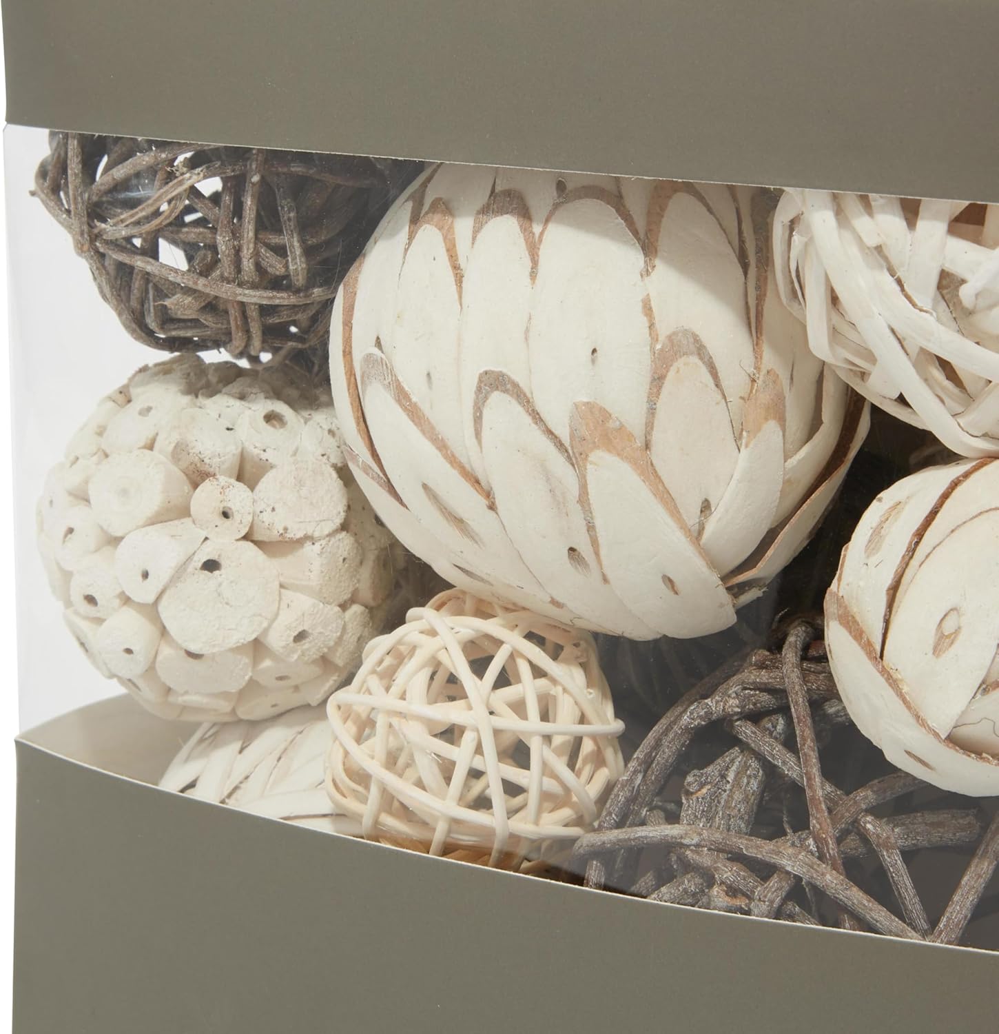 Deco 79 Wood Handmade Orbs & Vase Filler with Varying Designs, Set of 2 7"W, 8"H, Brown