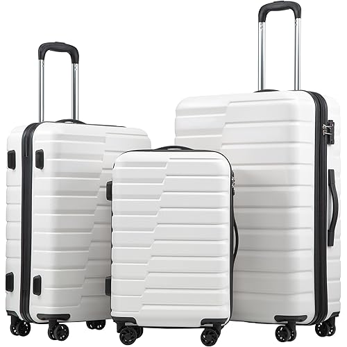 Coolife Luggage Expandable Suitcase set PC ABS TSA Lock Spinner Carry on 3 Piece Sets