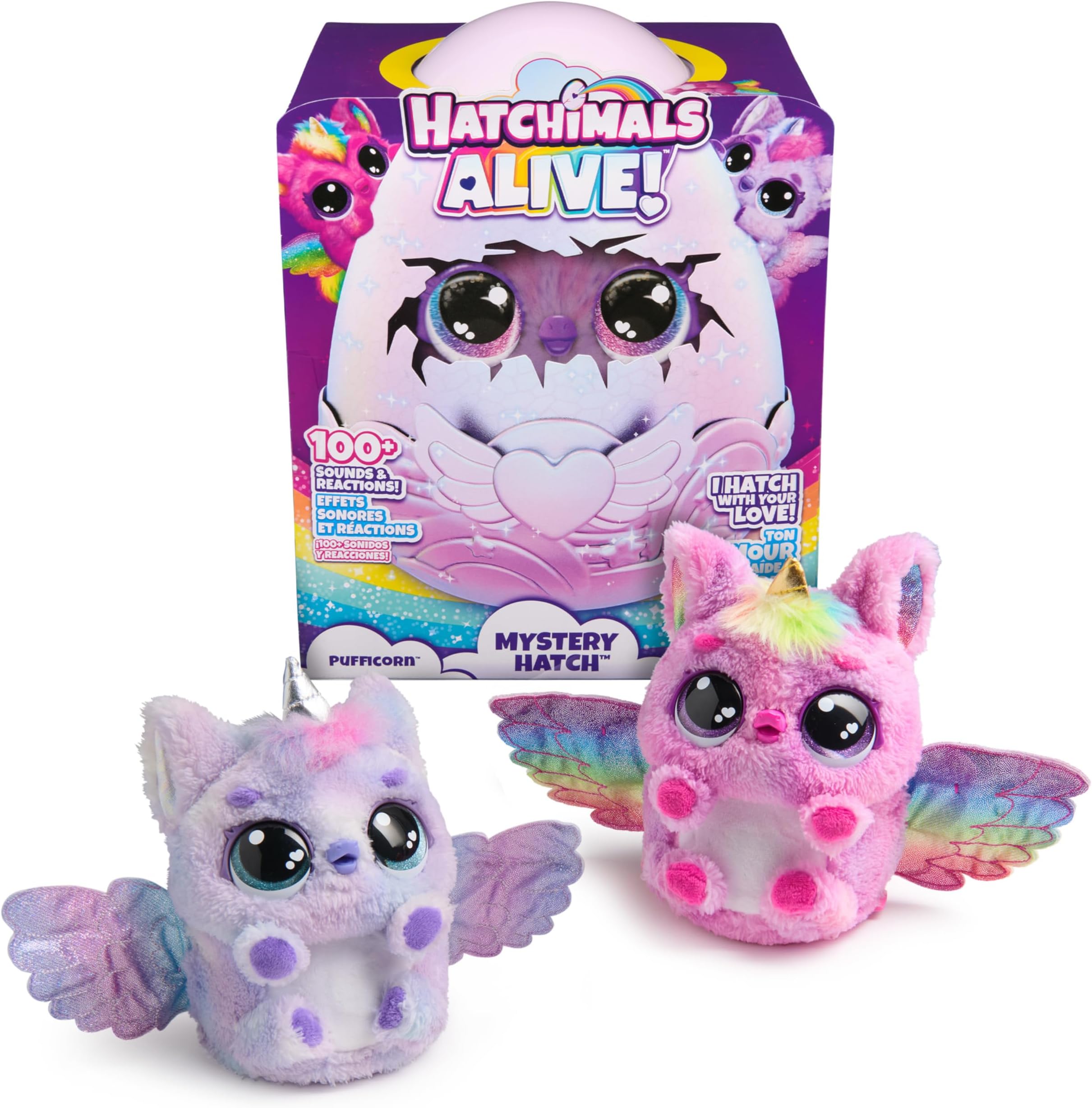 HATCHIMALS Alive, Mystery Hatch Pufficorn, Surprise Interactive Toy and Egg with Mist, Lights and Sounds (Styles Vary), Kids’ Toys for Girls and Boys