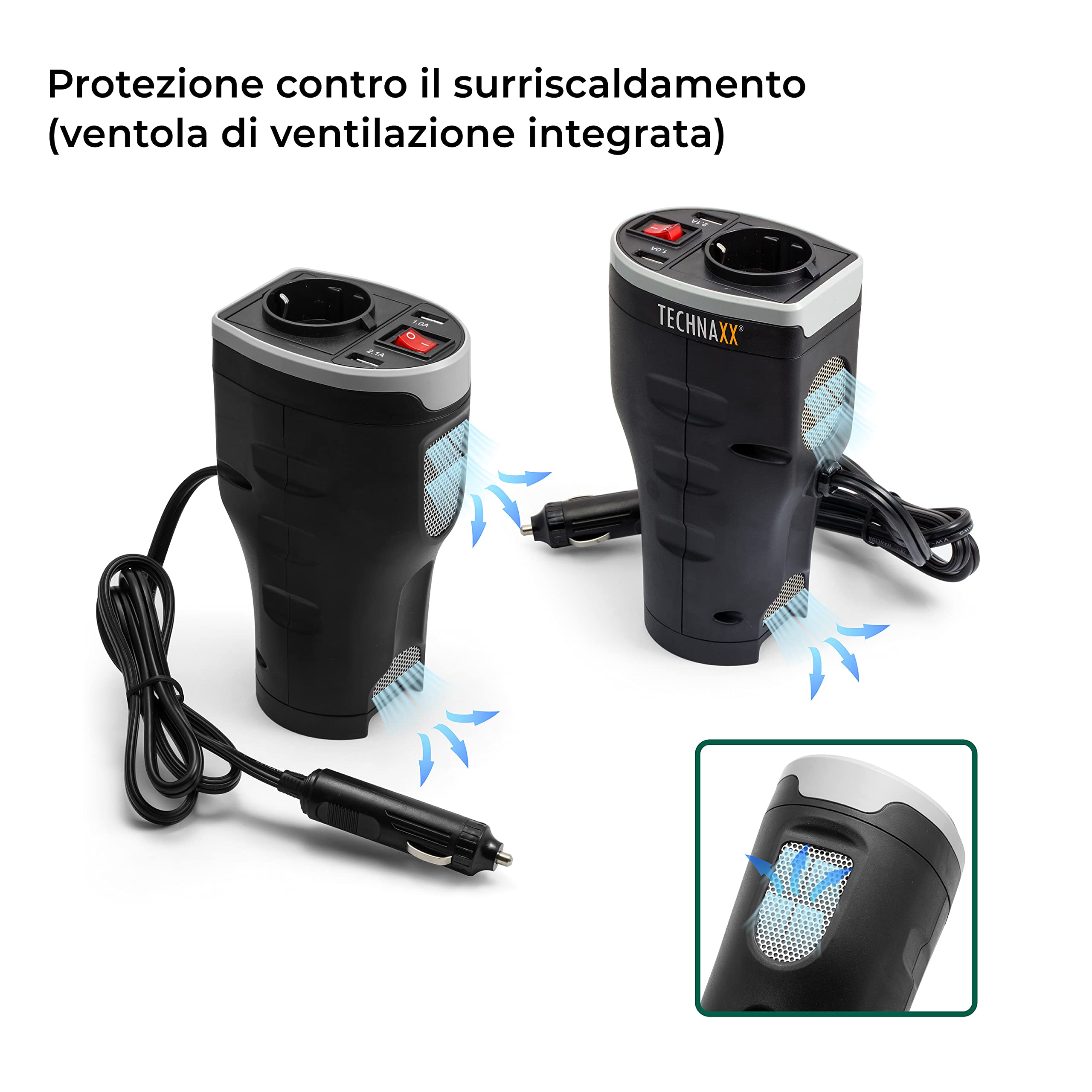 Technaxx Przetwornica napięcia samochodowego z 2 portami USB TE13, przetwornica napięcia, falownik