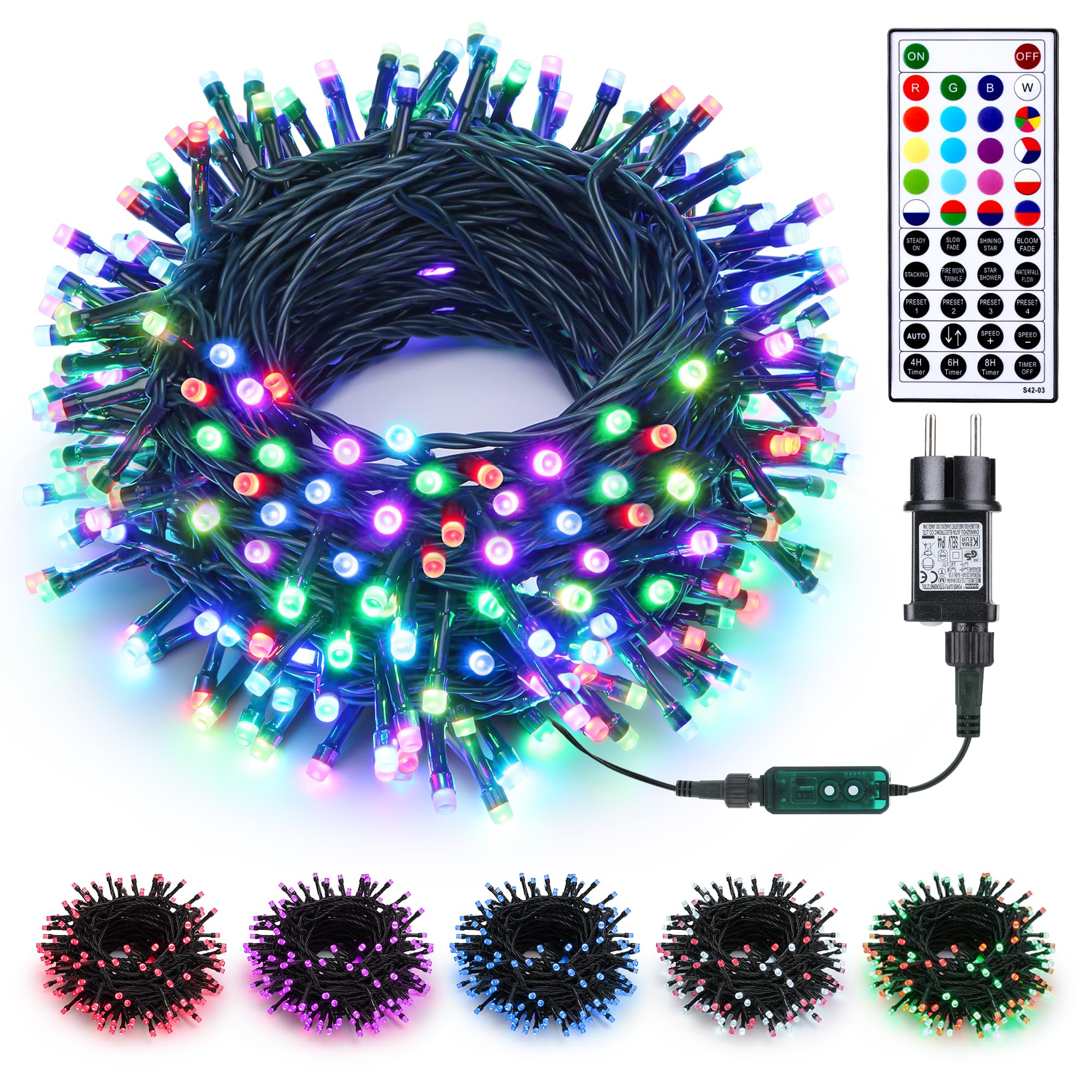 Joomer Luces de Navidad Exterior con Enchufe, 20m 200 LED Luces Arbol Navidad RGB Luces Navidad Decoracion con Remoto y Temporizador Impermeable para Interior Casa Bodas Fiestas Decoracion