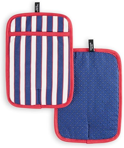 Miniatura 9 de Kate Spade New York Juego de 2 soportes botánicos a rayas para ollas, 7 x 10 pulgadas, negrobeige