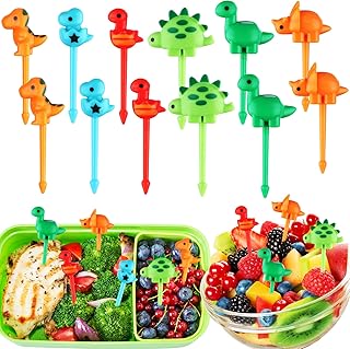 12 Pcs Dinosaur Food Picks for Kids - Bento Fruit Food Picks Bento Lunch Accessories, Mini Food Picks Children Snack Fruit - Cute Dinosaur Animals Bento Box Decor (6 Styles)