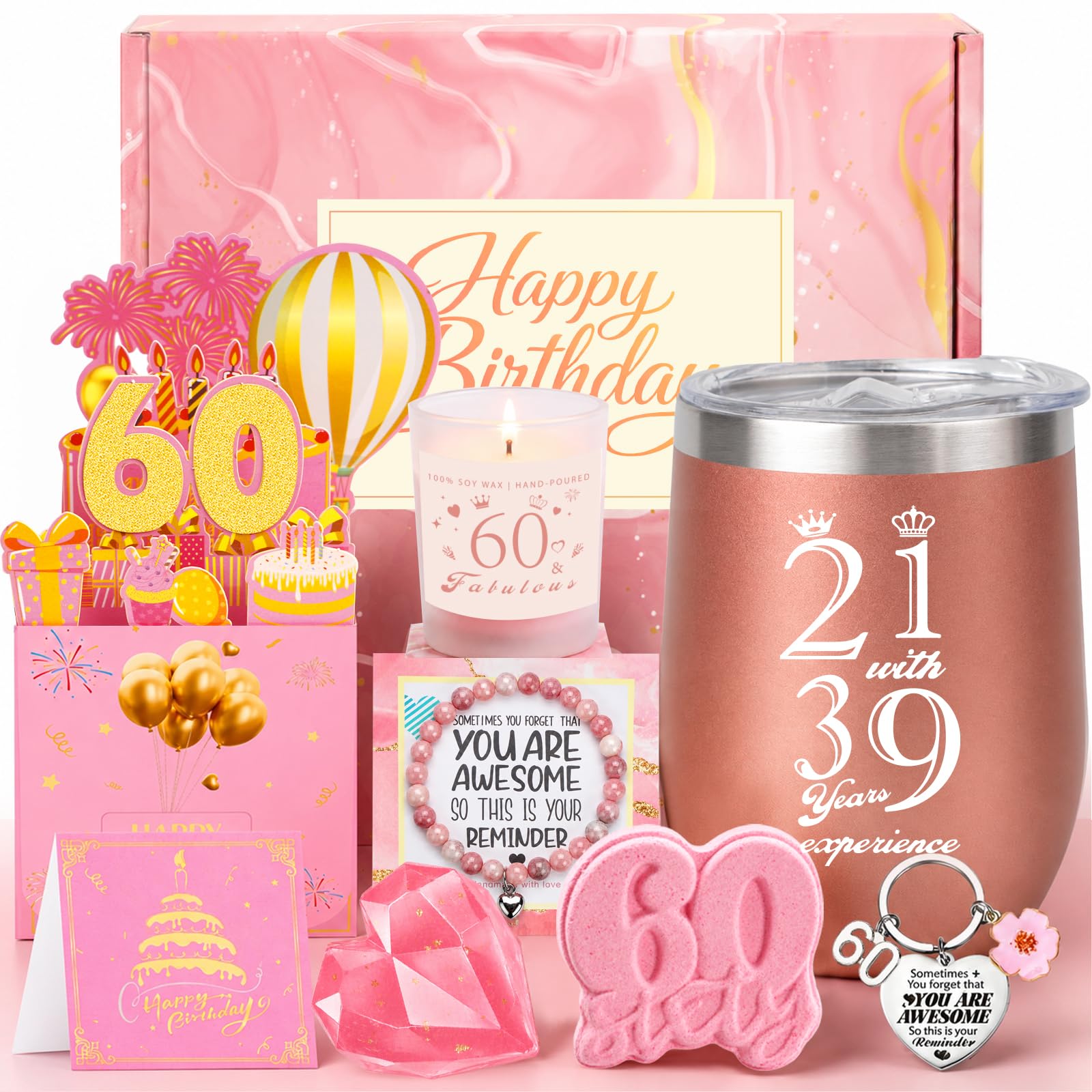 60th Birthday Gifts for Women Pamper Hamper Box for Her Celebrate 60