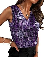 Zeagoo Women's Silk Satin V-Neck Camisole Tank Tops Pleated Sleeveless Blouses for Summer Work Casual Wear