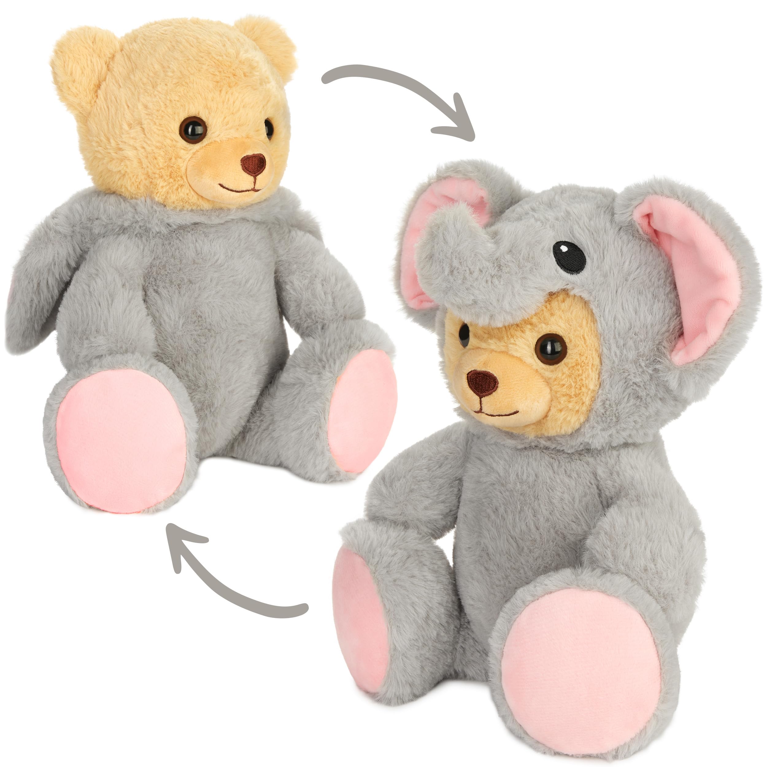 BRUBIES Teddy Elephant, 10 inches (25 cm) Teddy Bear in Elephant Costume with Hood, Cuddly Toy for Cosy Adventures