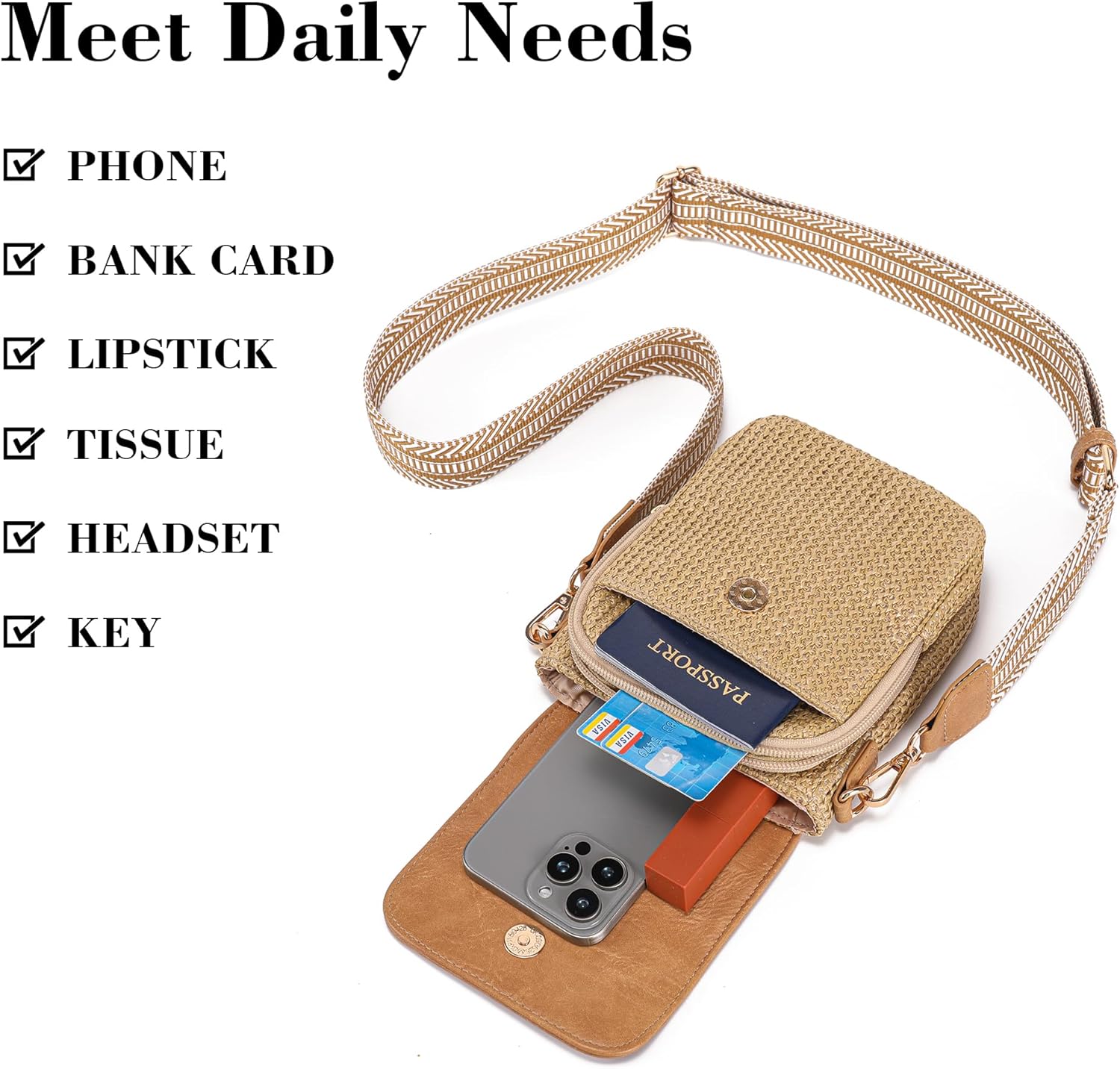 Faux Straw Small Summer Purse RFID Crossbody Bags for Women Raffia Woven Phone Bag for Hawaiian Beach Travel Cruise - Image 5