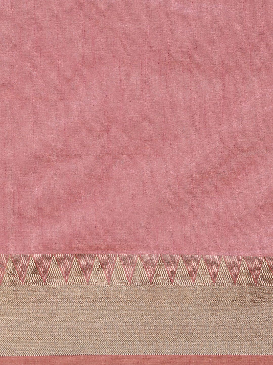 Sari aus reiner Seide, Rosa und goldfarben, 17035750, rose, One size