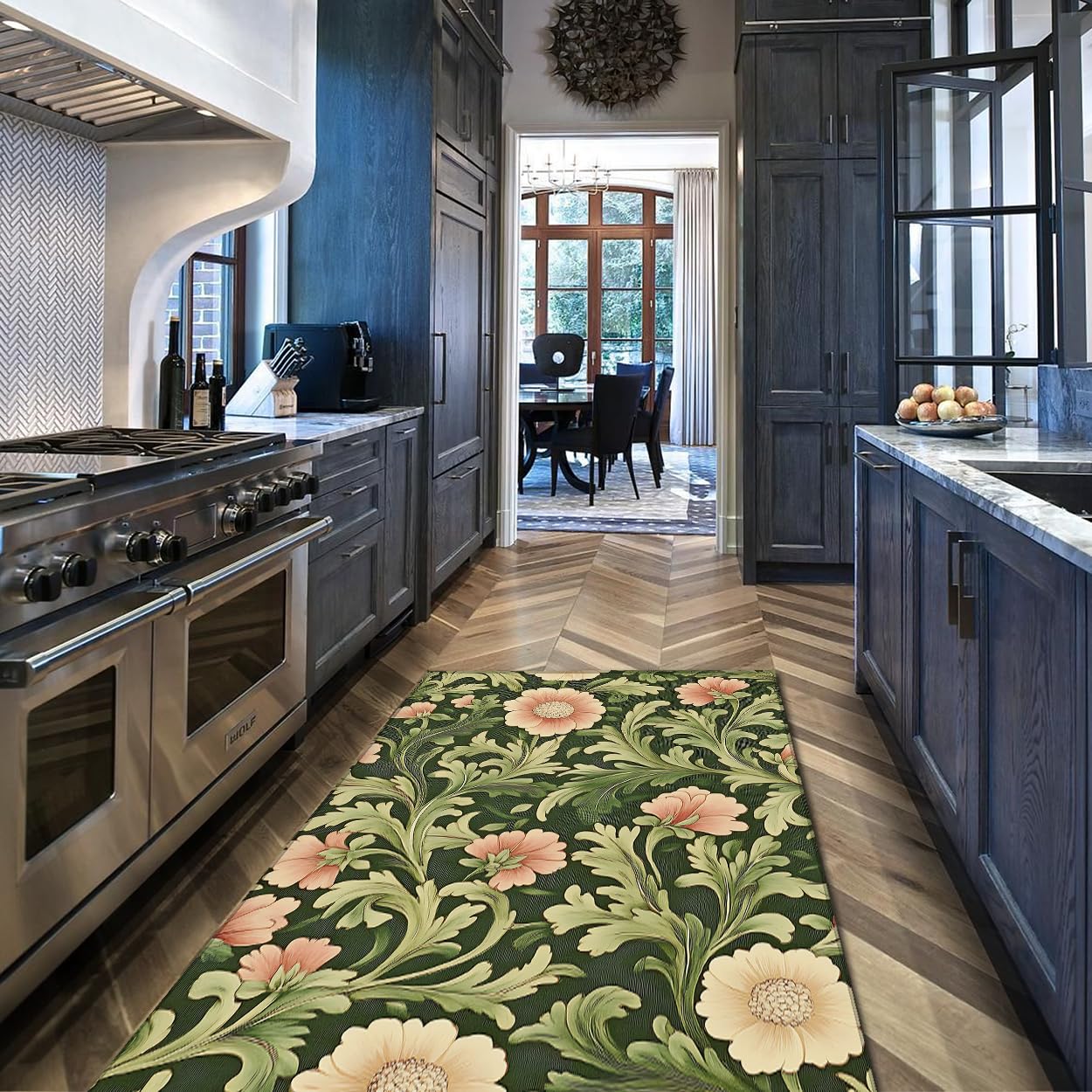 Tapis de salon lavable résistant aux taches 60x90cm floral coloré style botanique
