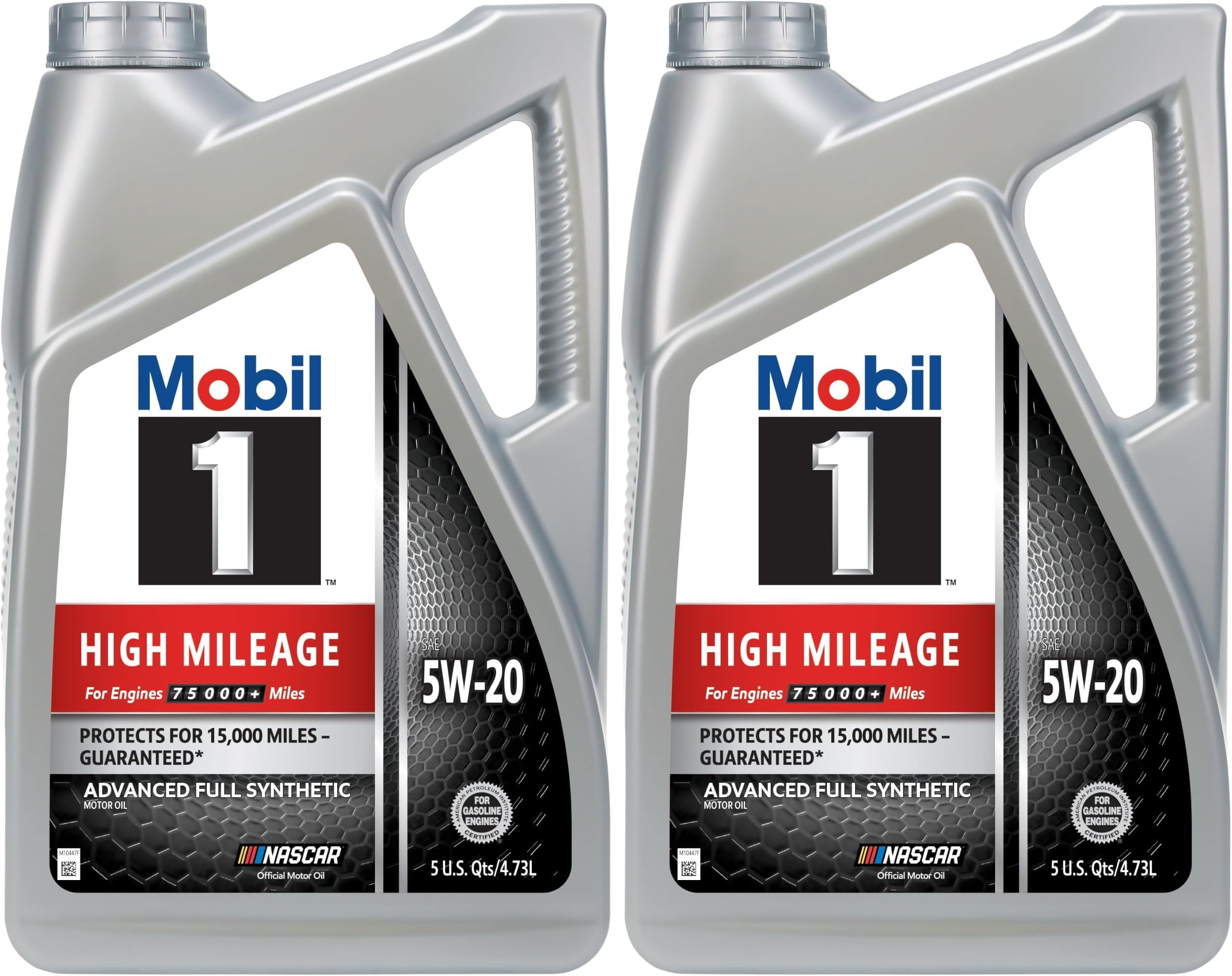 Mobil 1 Motor Oil 5W-20, 5 Quart | Full Synthetic | High Mileage | Pack of 2