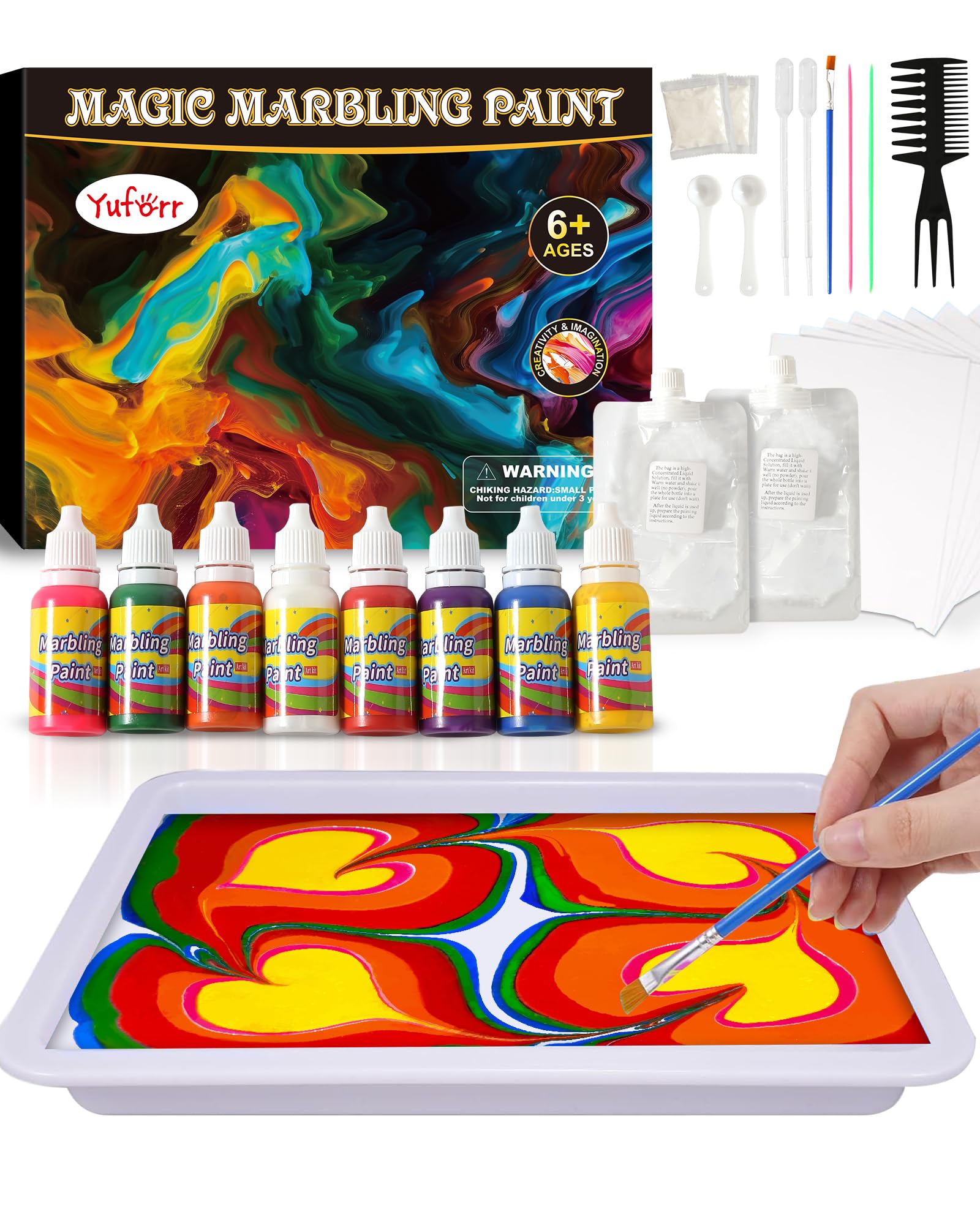 Water Marbling Paint with Concentrated Painting Liquid for Kids - Arts and Crafts Birthday Gifts for Girls & Boys Ideal Creative Toys for Kids Age 6 7 8 9 10 11 12