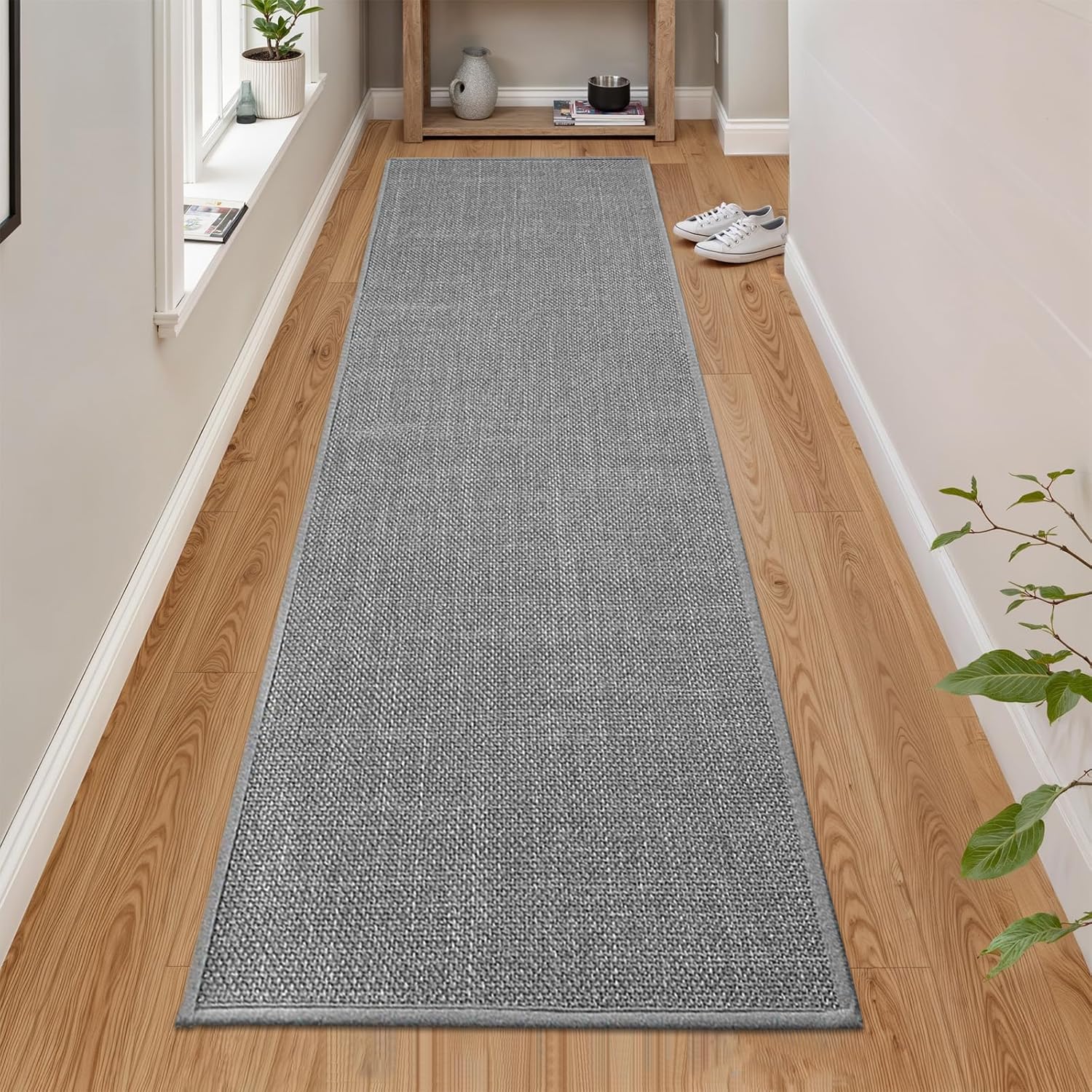 Tapis De Cuisine Antidérapant 43,5x180 Cm - Matériau TPE Lavable, Absorbant, Facile à Nettoyer - Gris Foncé
