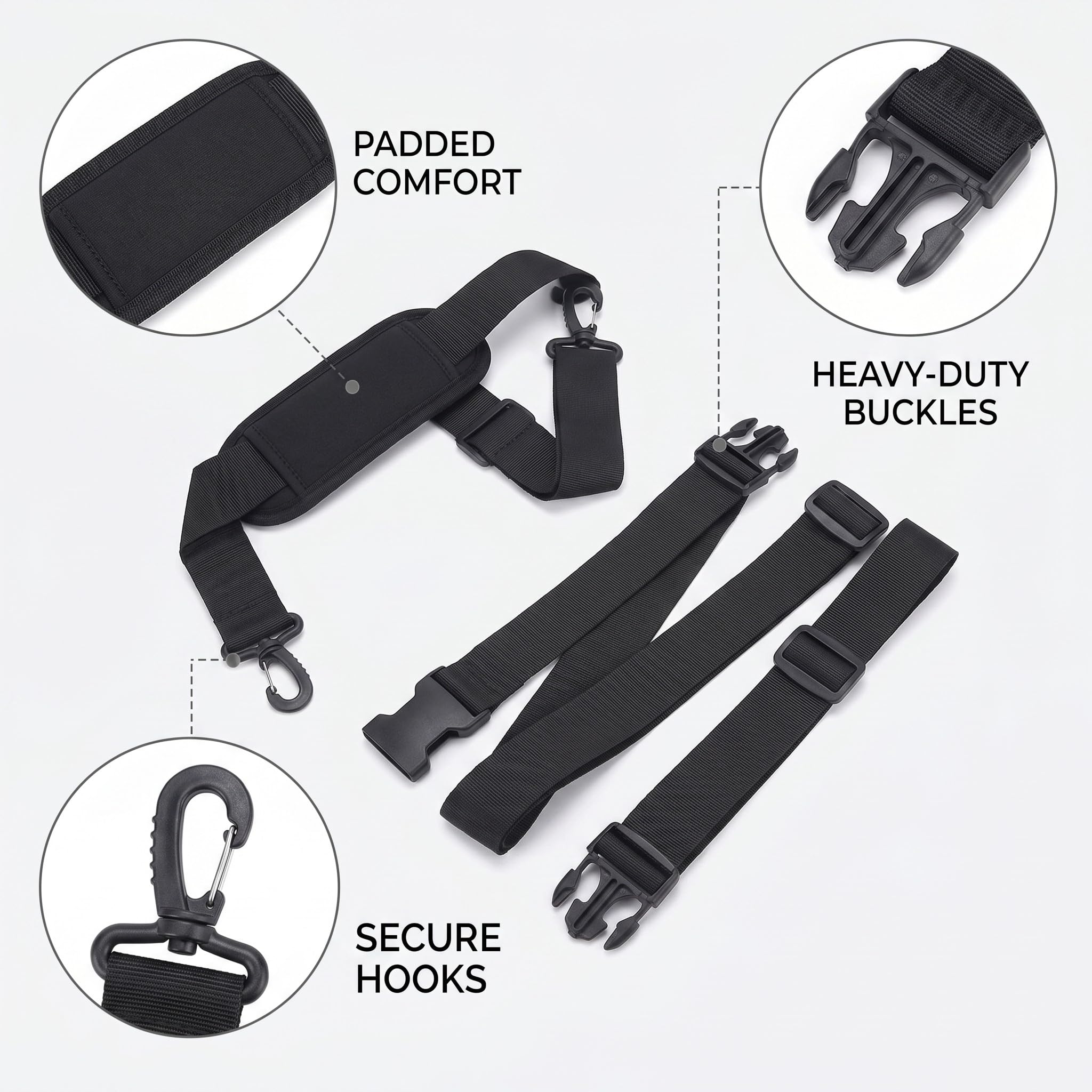 Fascia Trasporto Professionale per Tavole da Surf e SUP, Cinghia Regolabile con Imbottitura Comfort per Paddleboard, Longboard, Canoa e Attrezzature Nautiche, 1 Set