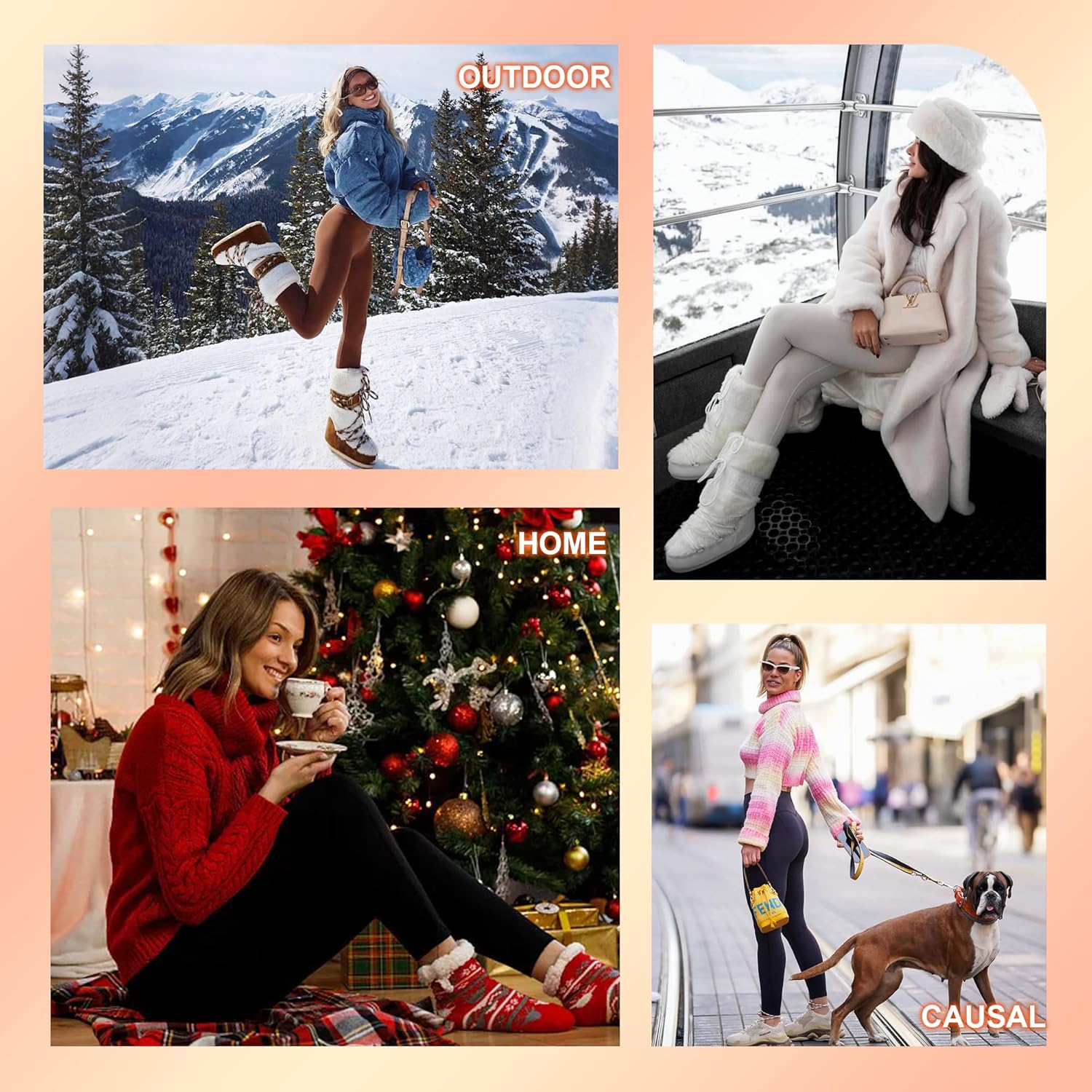 DHSO Thermal Thick Fleece Lined Leggings Women - Winter Warm High Waisted Tummy Control Soft Yoga Pants for Snow Cold - Image 6