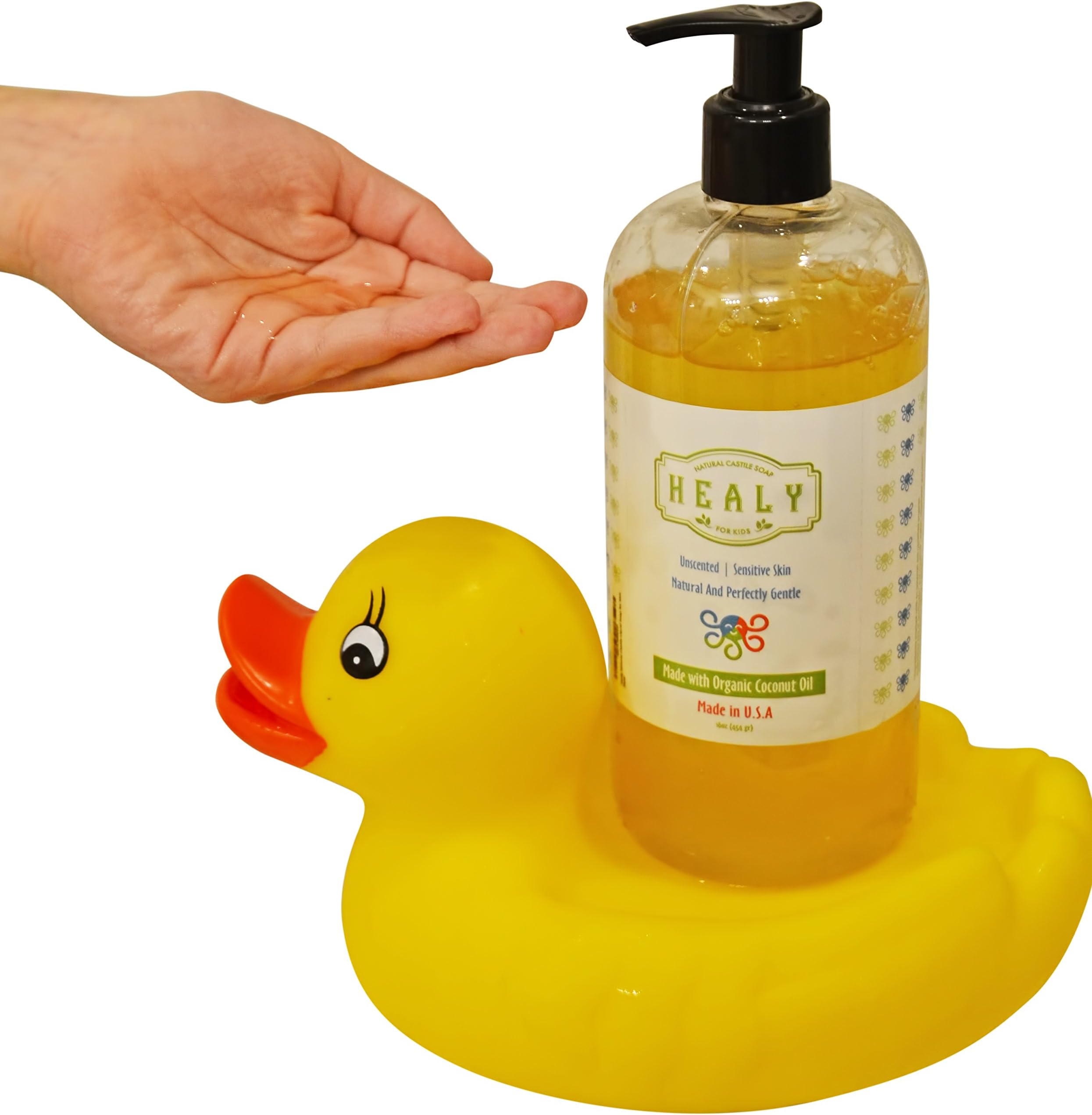 Healy Natural Castile Soap - Unscented for Sensitive Skin - Made with Organic Coconut Oil - Especially for Children - 16 fl. oz. Made in the U.S.A.