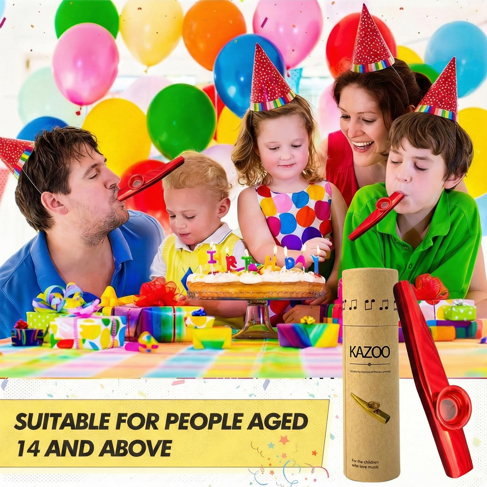 1 instrument Kazoo (czerwony), z 10 membranami Kazoo, osłoną ochronną i tubą, oryginalny instrument muzyczny – budzi kreatywność i samogłoski, pasuje do ukulele, gitar, partnerów i