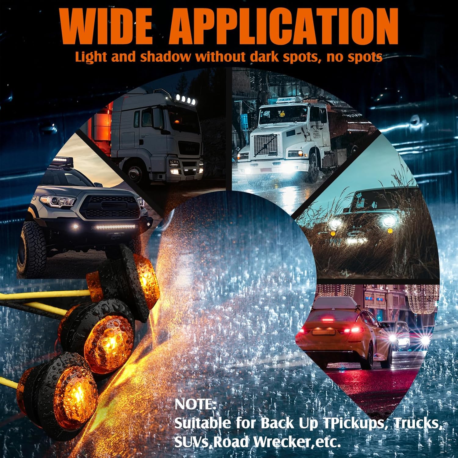 Treela 150 Pieces 3/4 Inch Round Mini Surface Mount LED Side Marker Lights Trailer Side Marker Lights for Truck Boat SUV ATV Bike Marine(Amber)