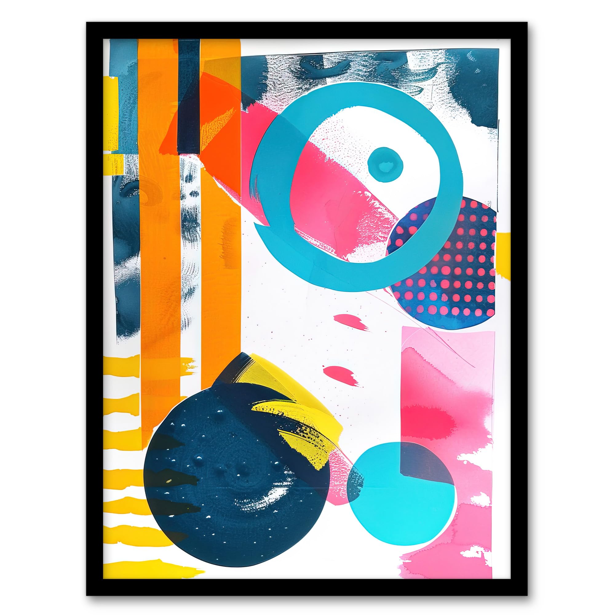 Artery8 Bright Colourful Patterns Circles Abstract Boho Living Room Artwork Framed Wall Art Print A4