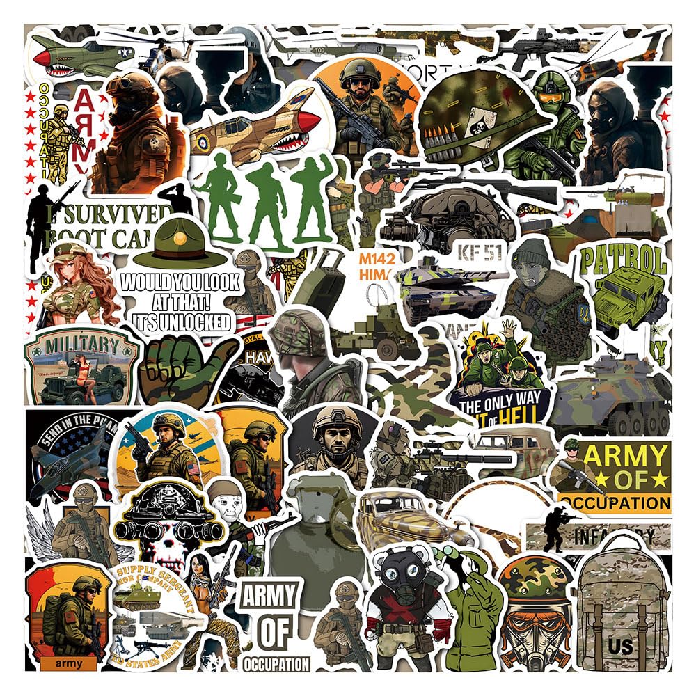 50 Pcs Military Stickers for Kids Teens Adults Boys Girls Gift,Stickers Pack for Laptop,Skateboard,Luggage,Car,Bike - Image 4