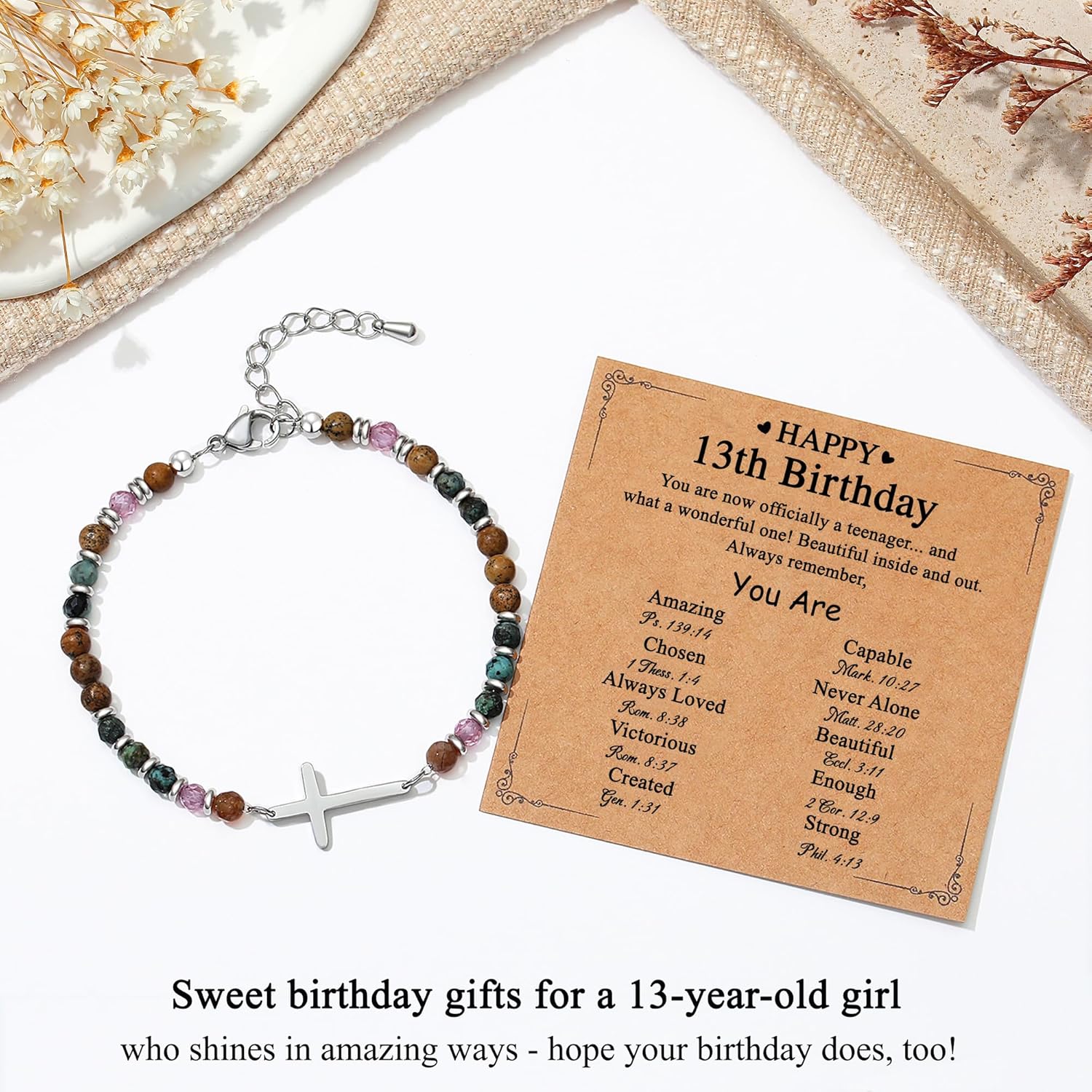 TONY & SANDY Christian Cross Bracelet for Women, Valentine's Day Gifts for Her, Confirmation Baptism Easter Gifts, Unique Gift for Friends Daughter Mom Sister in Christ Birthday Christmas - Image 5