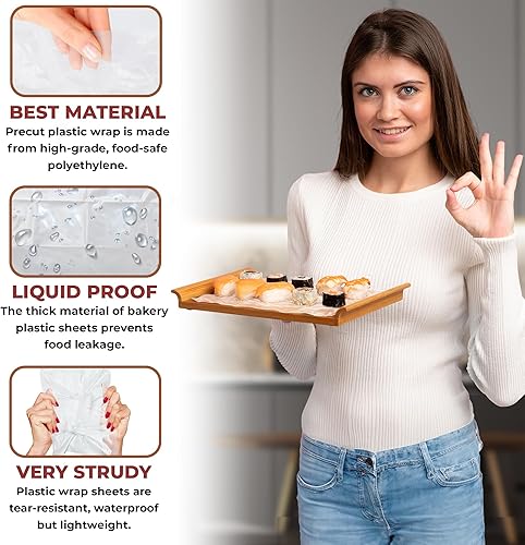 Miniatura 3 de APQ - Paquete de 1000 láminas de plástico de 12 x 10 34, hojas de polietileno desplegables, 12 x 10.75, hojas de envoltura de alimentos para