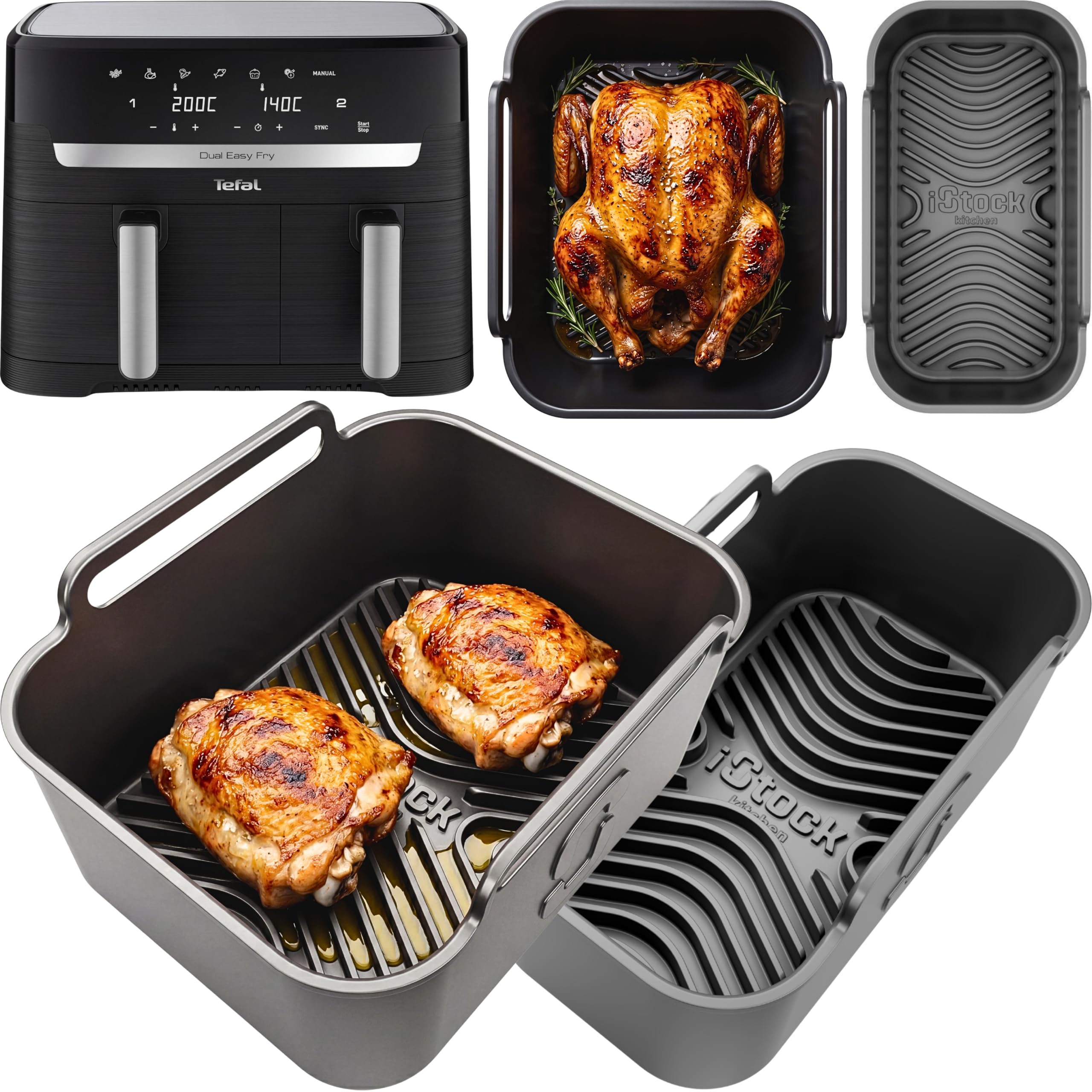 AirFlow Pro™ for Tefal Easy Fry Dual 8.3L Silicone Liners | 15mm Ridges