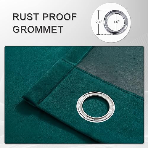 Miniatura 4 de MASWOND Cortinas opacas extralargas, paneles de terciopelo resistentes al calor y al frío, para sala de estar, villa, puerta de patio, verde pavo