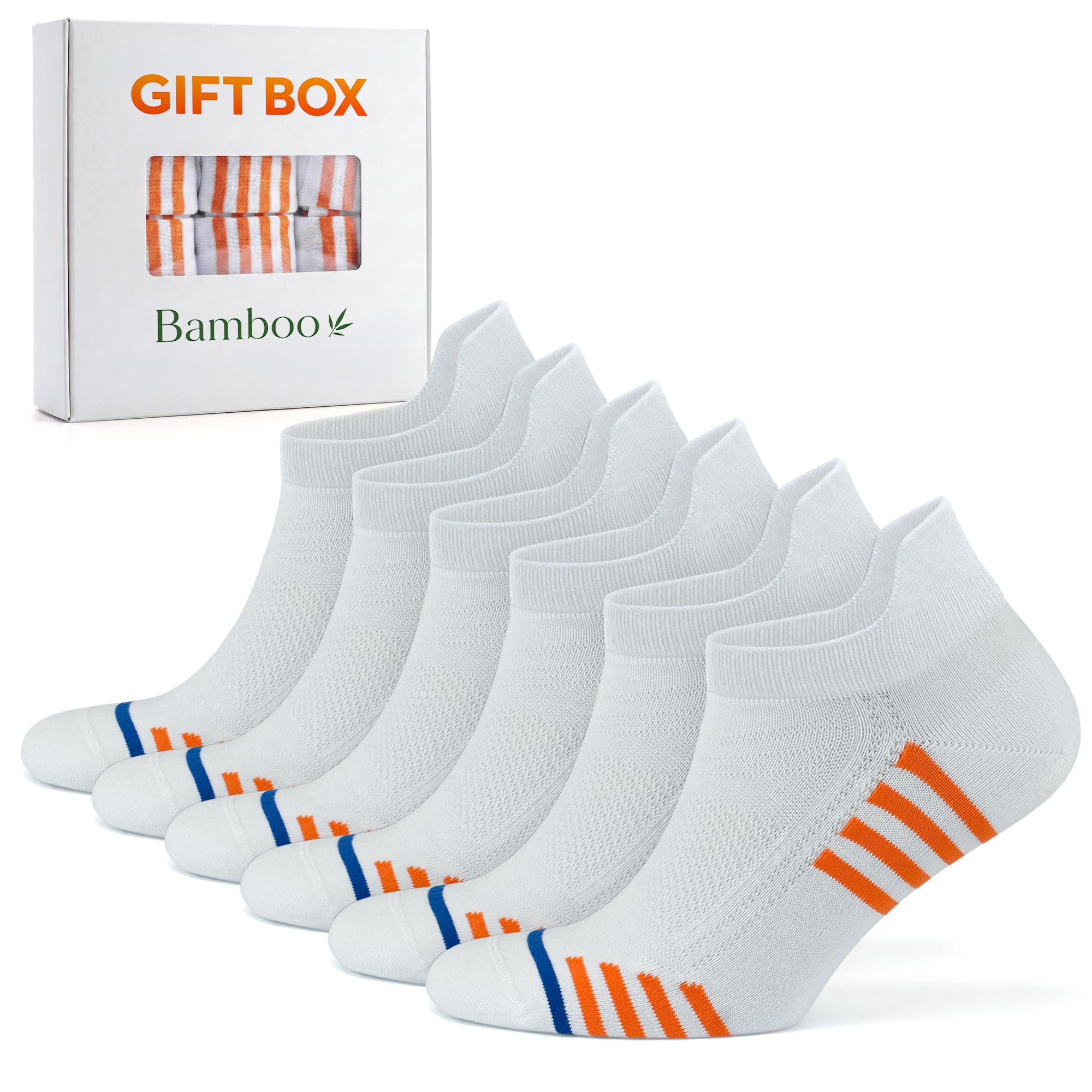 GoWith 6 Pairs Men’s Bamboo Trainer Socks, Sneaker Ankle Socks, Lightweight Breathable Moisture Wicking, Soft Sports Socks, 6-11
