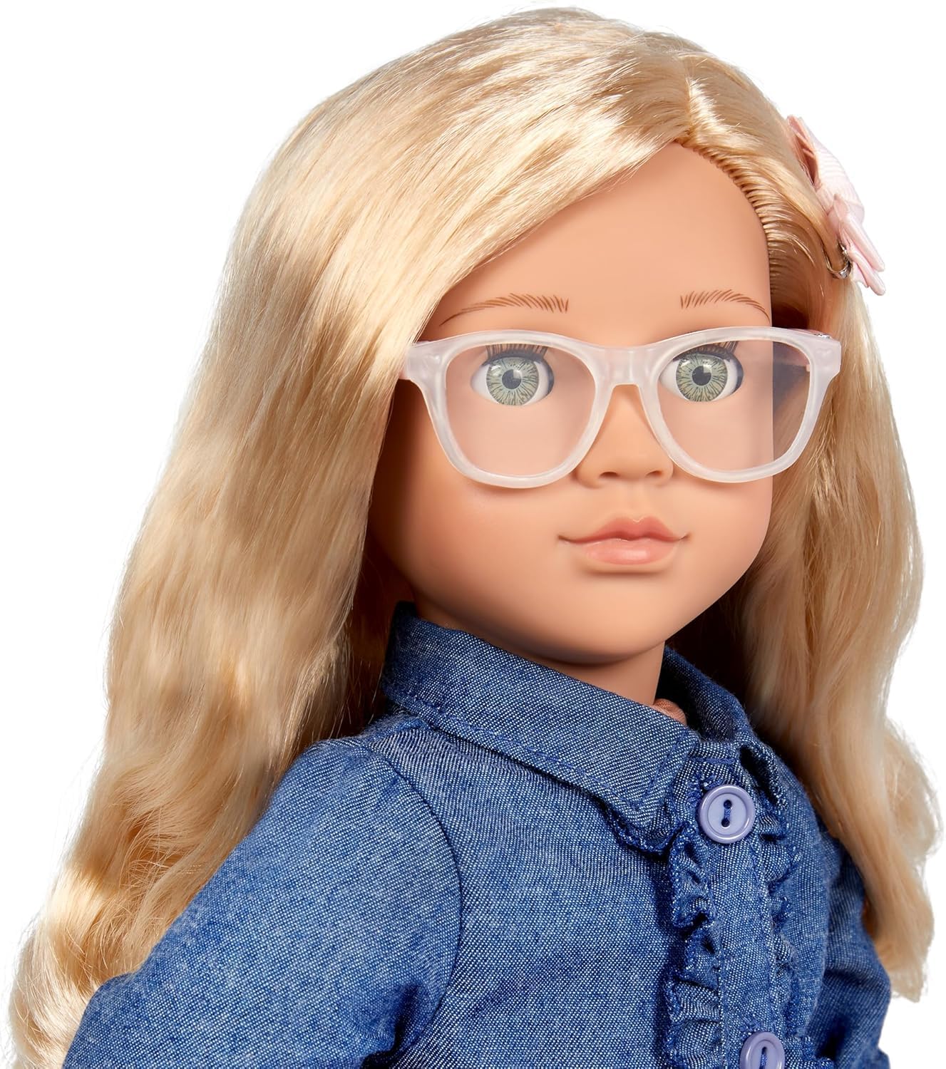 Our Generation - Emily - Bambola posabile da 46 cm - Capelli biondi e occhi verdi - Torta di compleanno e accessori per feste - Gioco di finzione - Giocattolo per bambini dai 3 anni in su