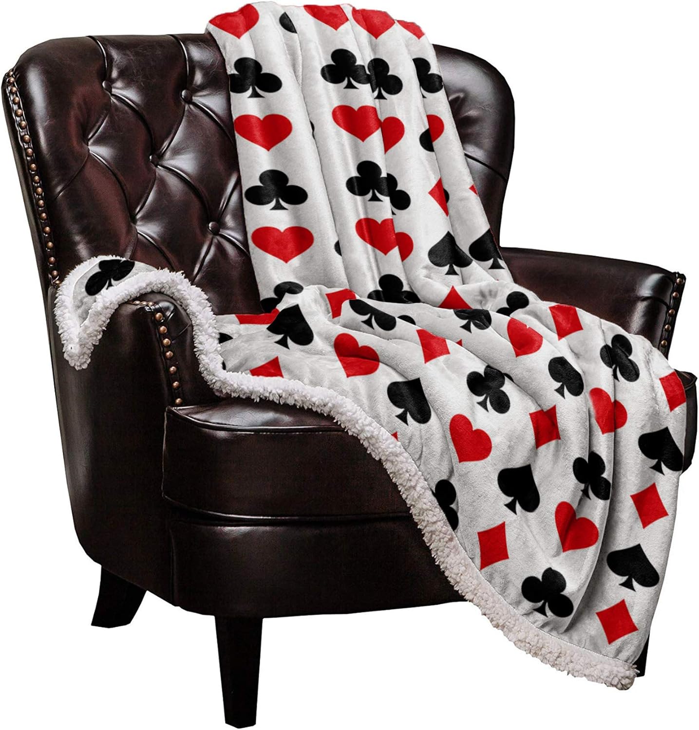 Casino Poker Print Pattern Hooded Blanket main image 0
