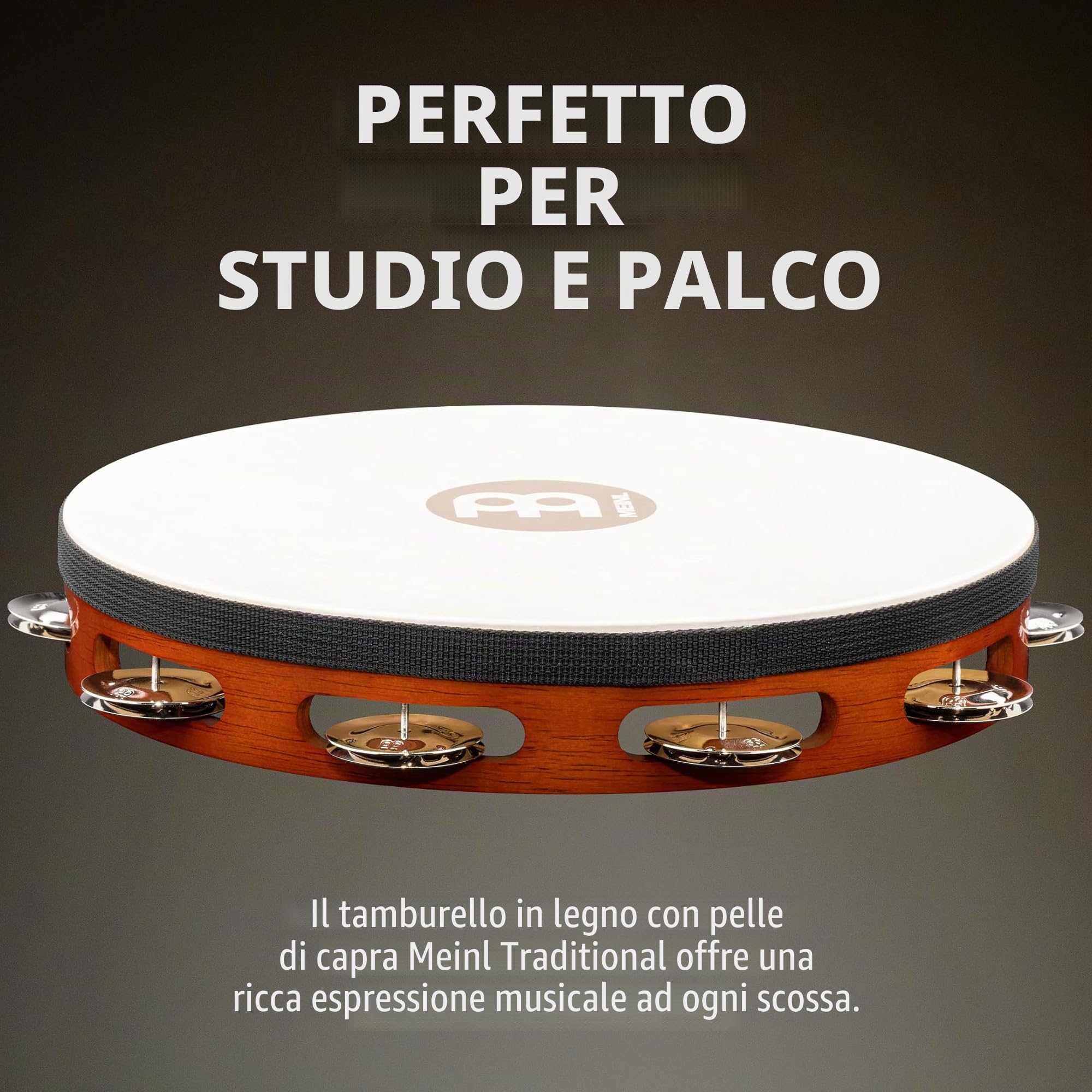 Meinl Headed Tambourine TAH1AB, Steel Jingles - Tamburello