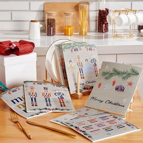 Miniatura 2 de 10 piezas de cascanueces de acuarela sueca, bolas de Navidad, paños de cocina para mesa de cocina, paños de cocina de soldado de ballet,