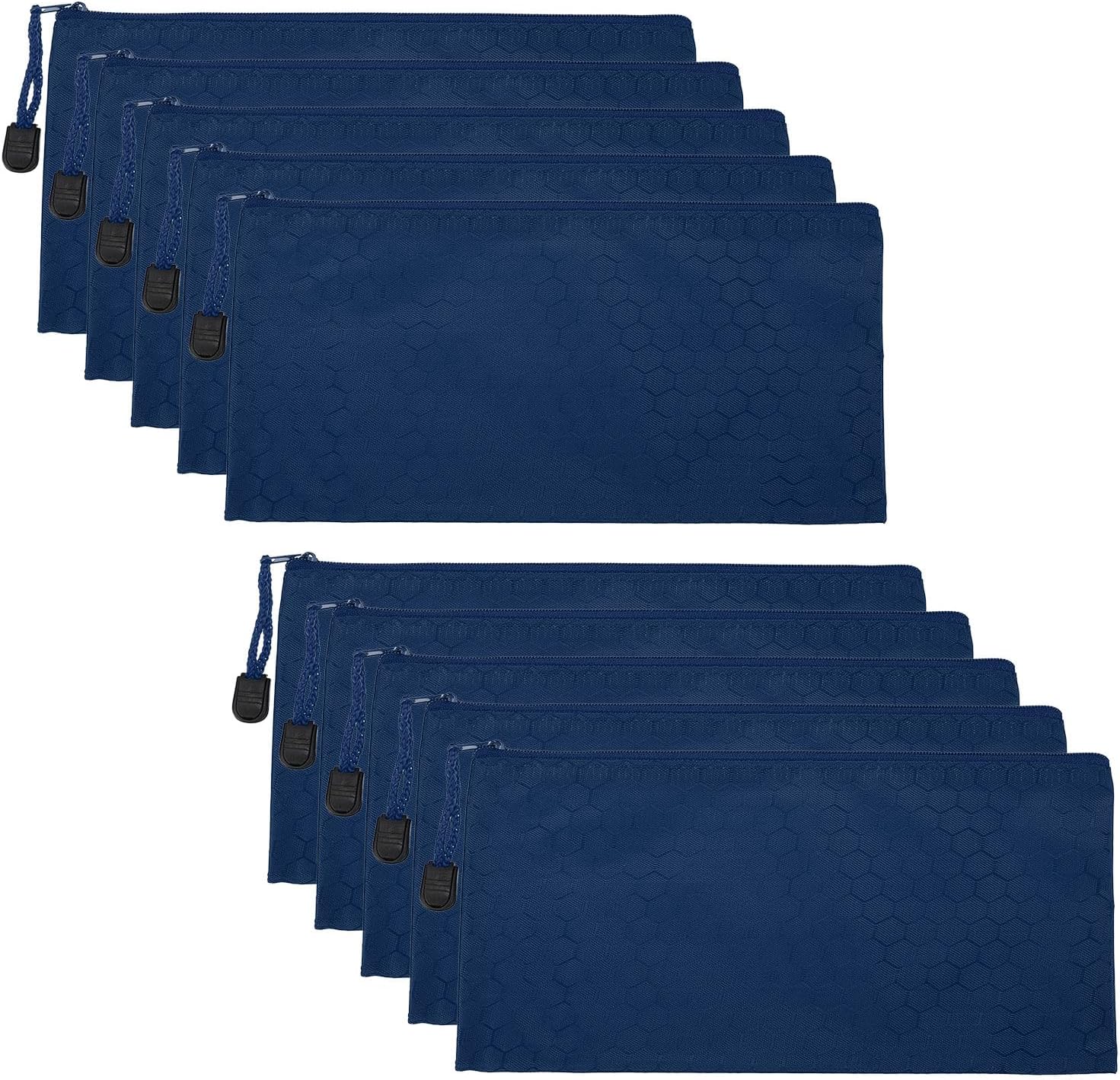 PATIKIL Waterproof Zipper File Bags, 10 Pack A4 Document Holders Pencil Pouch for Office, Navy Blue
