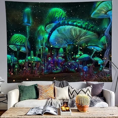 Amazon Co Jp おしゃれタペストリーきのこ壁掛けファンタジースペースプラネットタペストリーサイケデリッククラゲ壁タペストリー寝室用リビングルーム寮家の装飾 5 73 壁掛け布 壁飾り 装飾布 サイケデリック おしゃれ 家 リビングルーム ベッドルーム Dgm 部屋