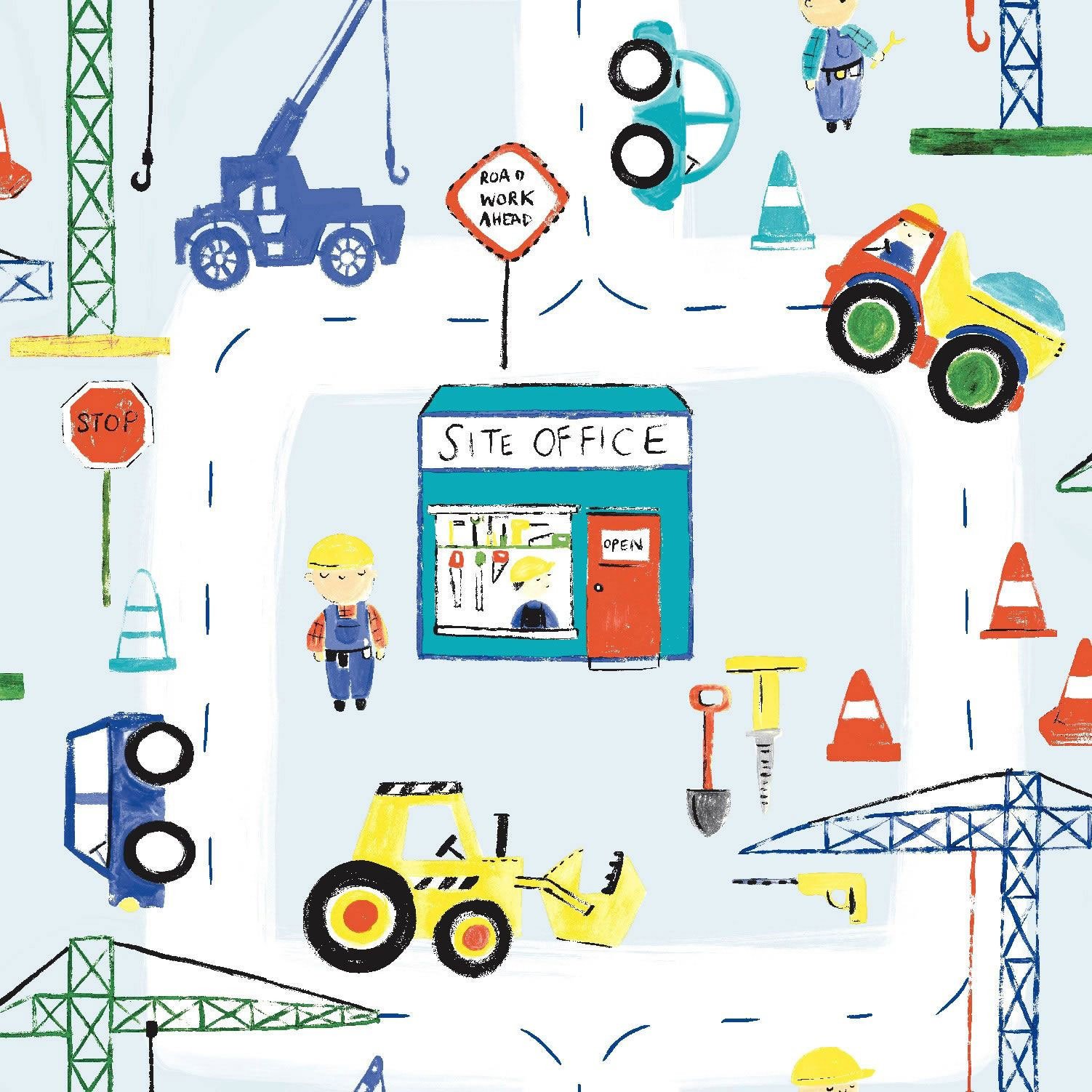 Road Works Ahead Blue/Red/Yellow