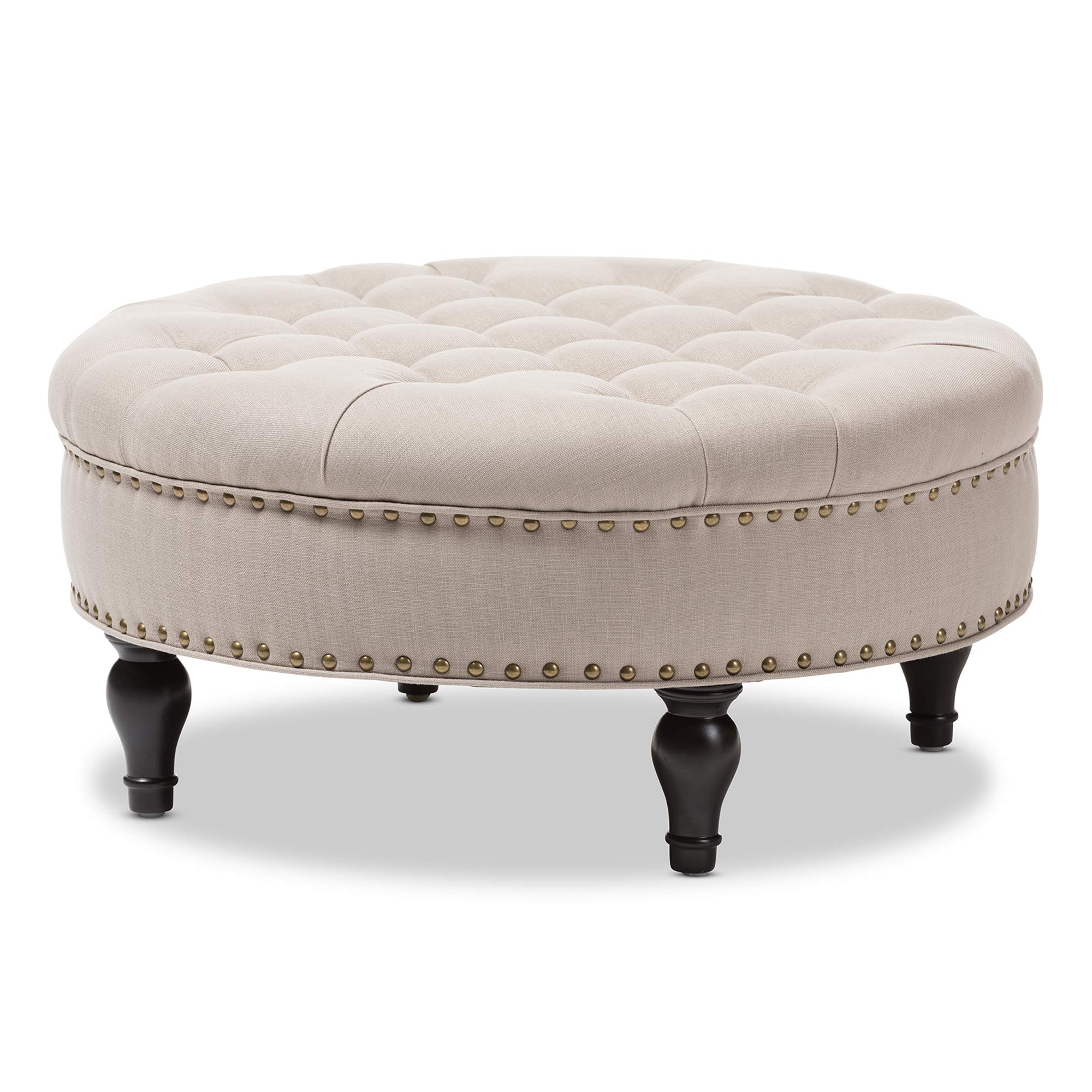 Baxton StudioPalfrey Linen Modern Tufted Ottoman, Beige