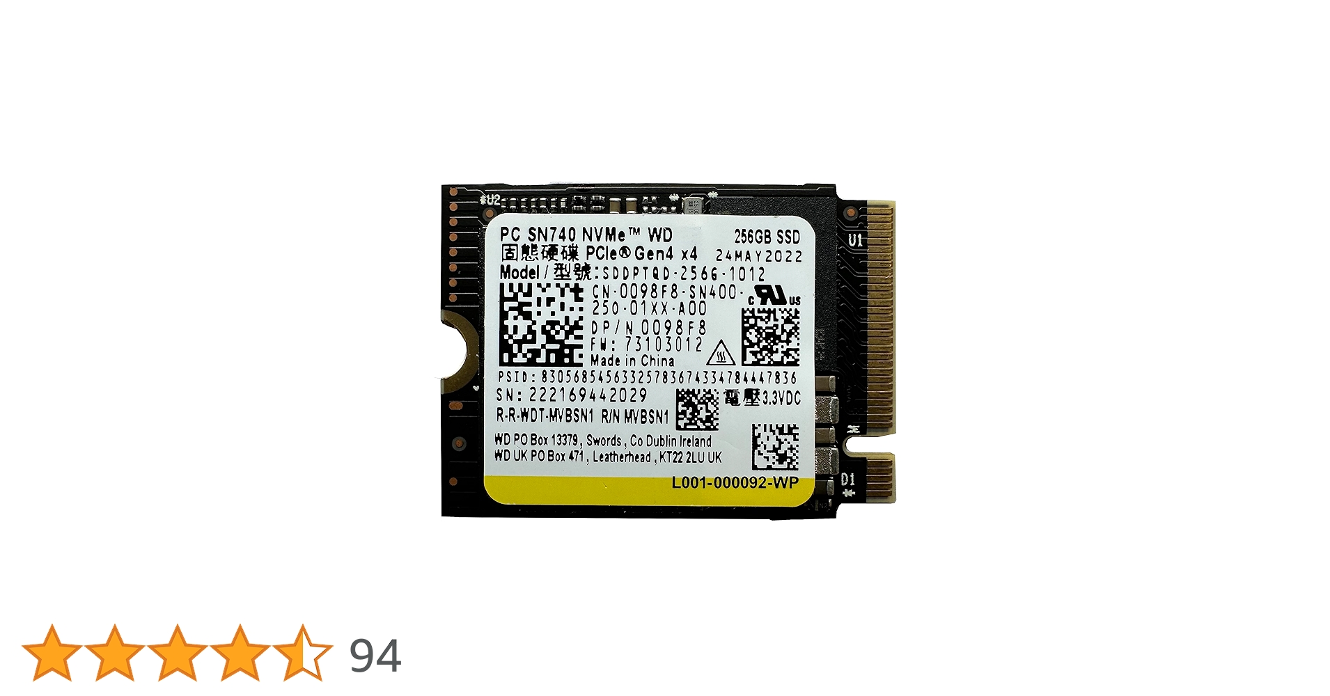 Amazon | WD SN740 256GB SSD M.2 2230 30mm NVMe PCIe 4.0 Gen 4 x 4