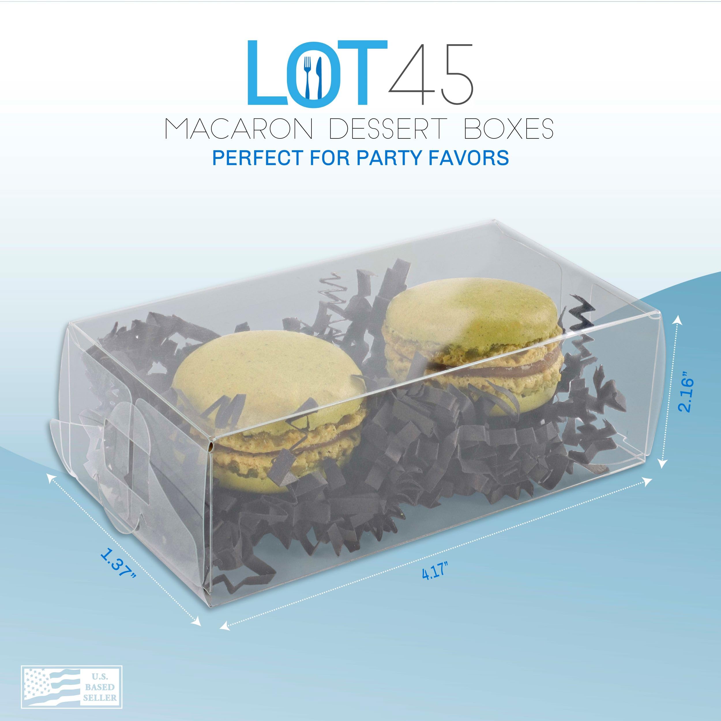 Lot45 Scatole per macaron per 2-100 confezioni da 4 scatole trasparenti da 5 ,1 x 2,5 cm, scatole per macaron affiancate per matrimoni o feste, scatole in plastica per dessert, mini scatole per