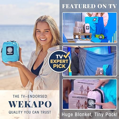 Miniatura 7 de WEKAPO Manta de Playa Resistente a la Arena e Impermeable, Alfombrilla de Playa Extra Grande, Alfombrilla Sin Arena de Tamaño Grande y Compacta