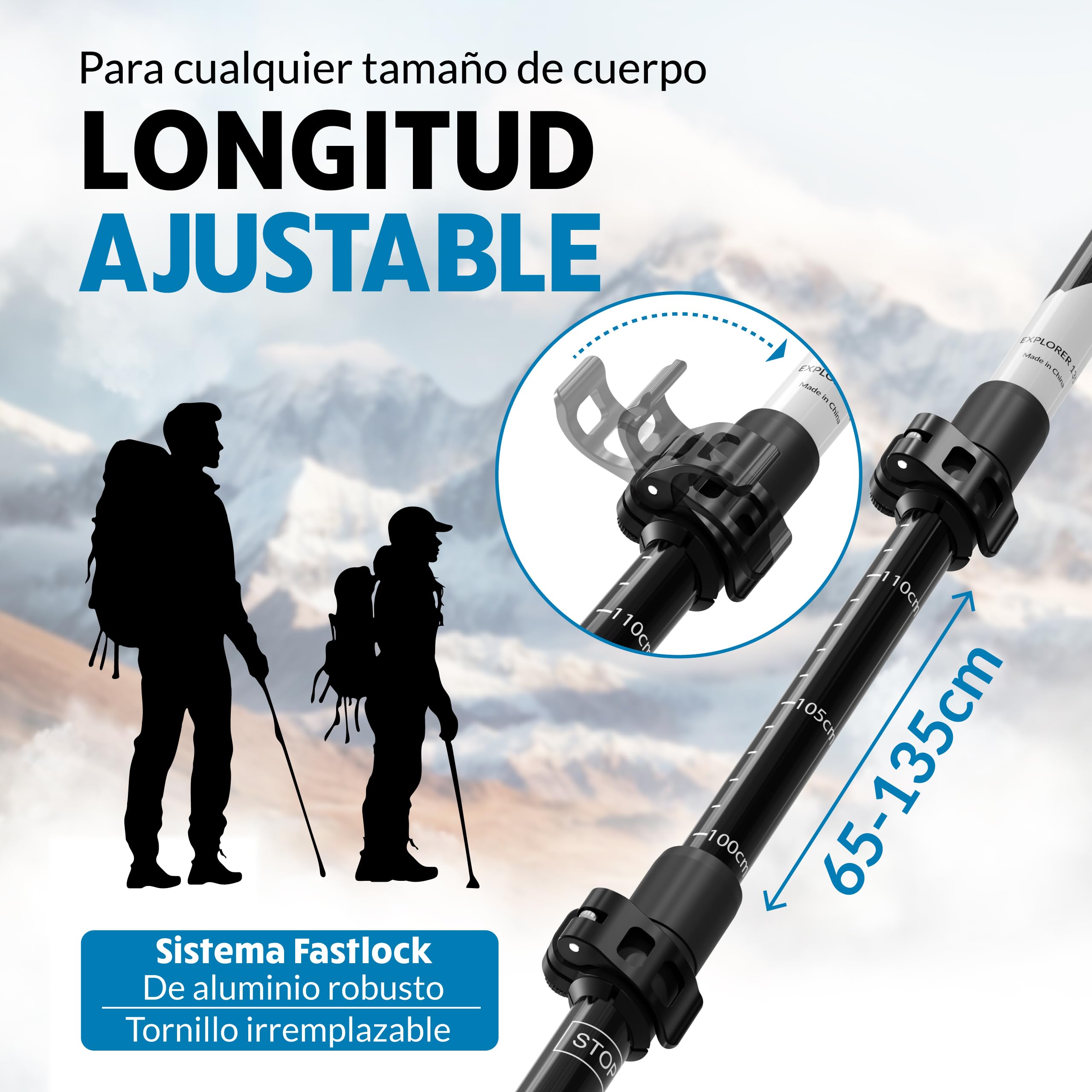 Terra Peak® Bastones de Senderismo telescópicos de Carbono o Aluminio (Plegables, ultraligeros, Extensibles) - Palos Trekking y Nordic Walking para Hombre y Mujer con Toalla Gratis