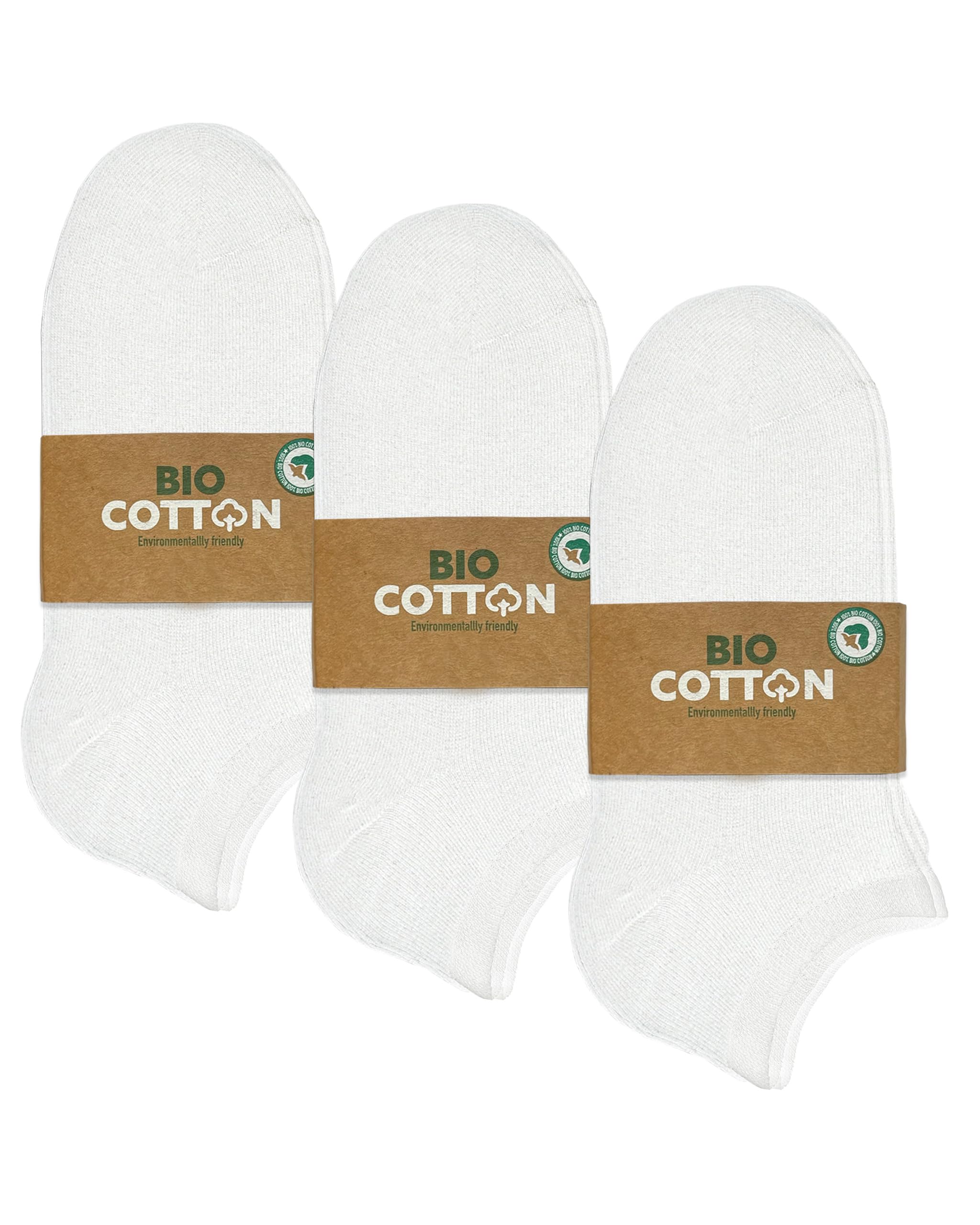 Mehrstrumpf Boys 12 Pairs (White) 8/12 Pairs Children 100% Organically Grown Sneaker Socks & Girls Without Seam (Model: Biolivia), 35-38